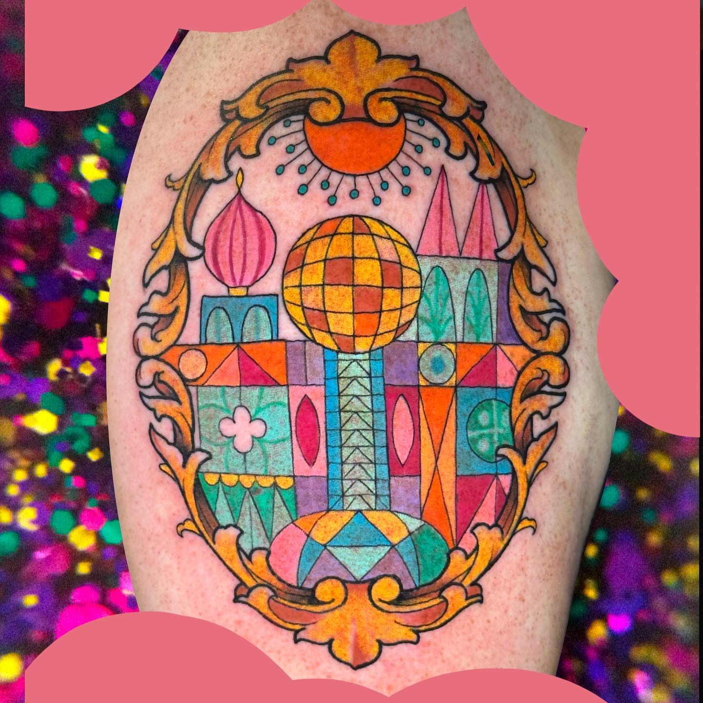 Geometric shield geometric tattoo on the forearm by Chelsea Lane
