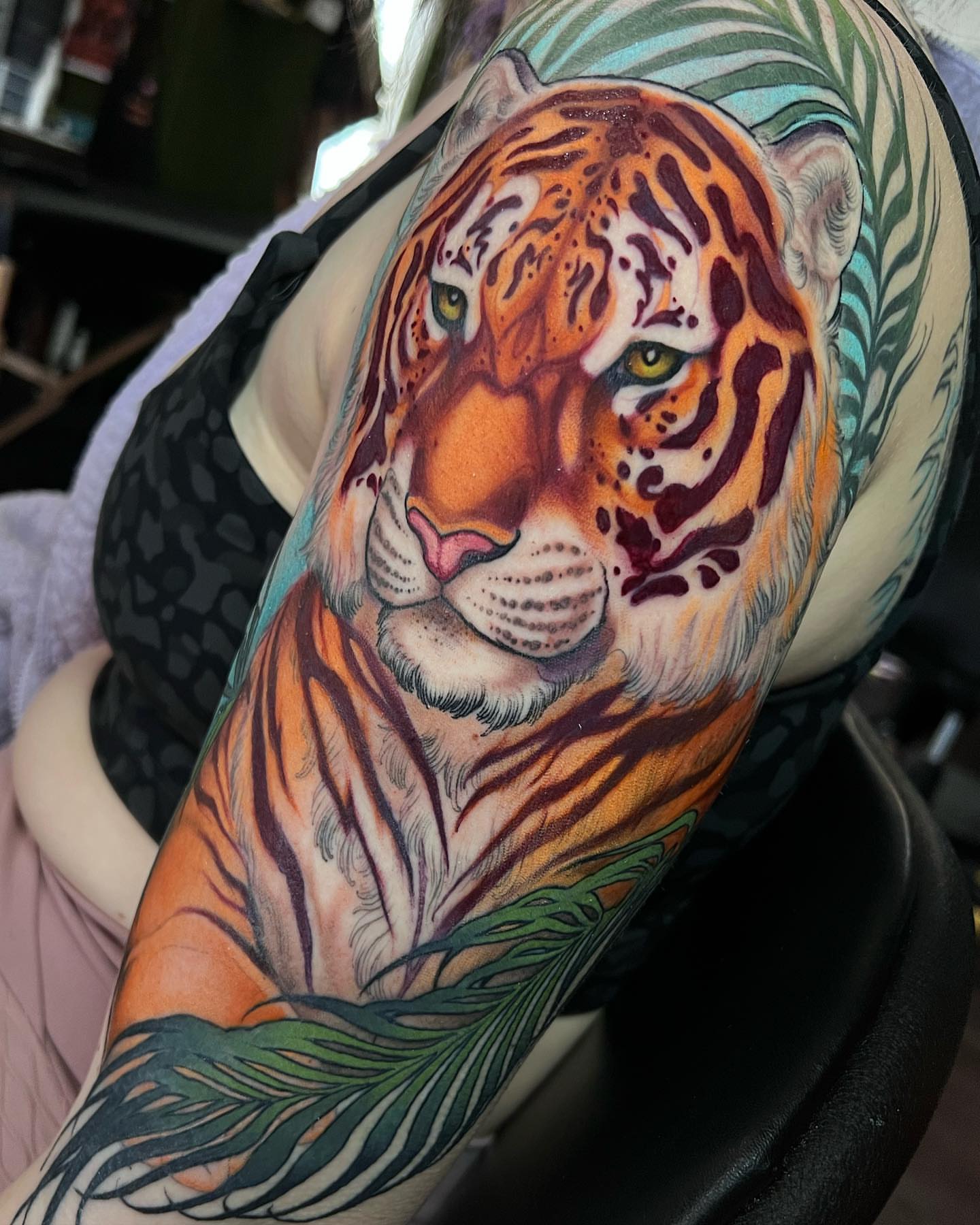Tiger realism tattoo on the forearm by Alisha Harding