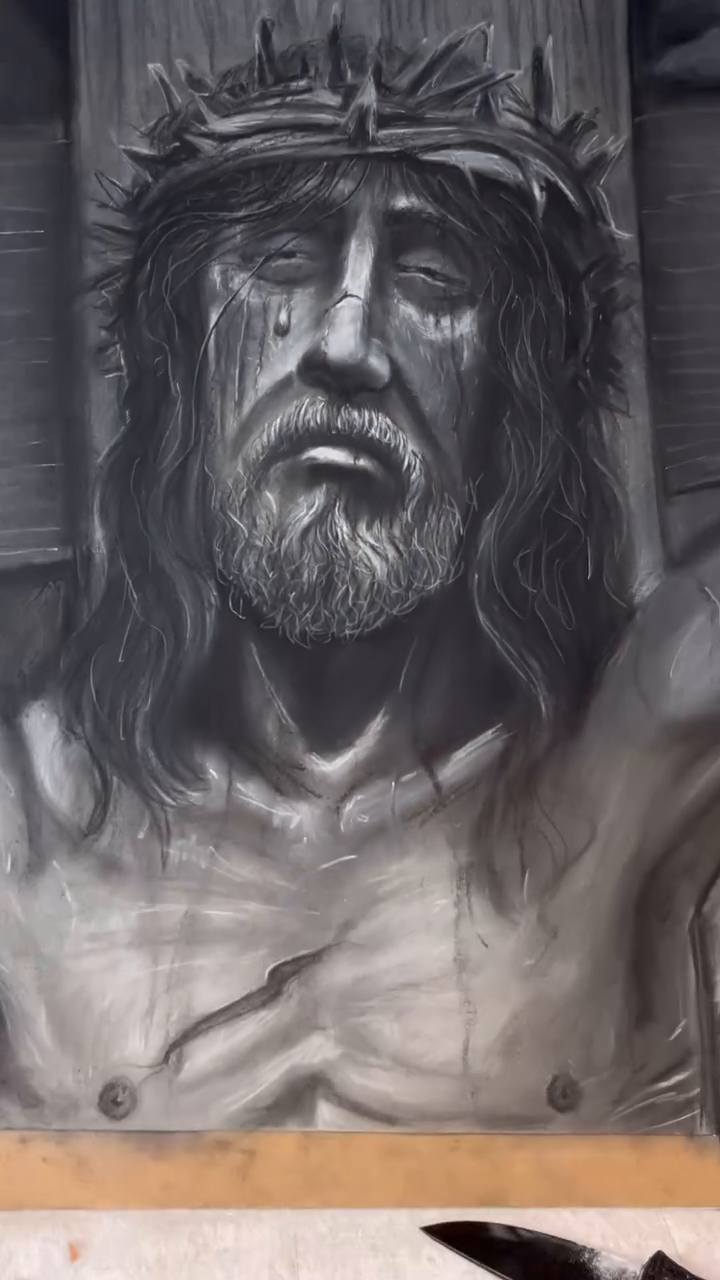 Jesus Christ on the cross realism tattoo by Michael Tovar