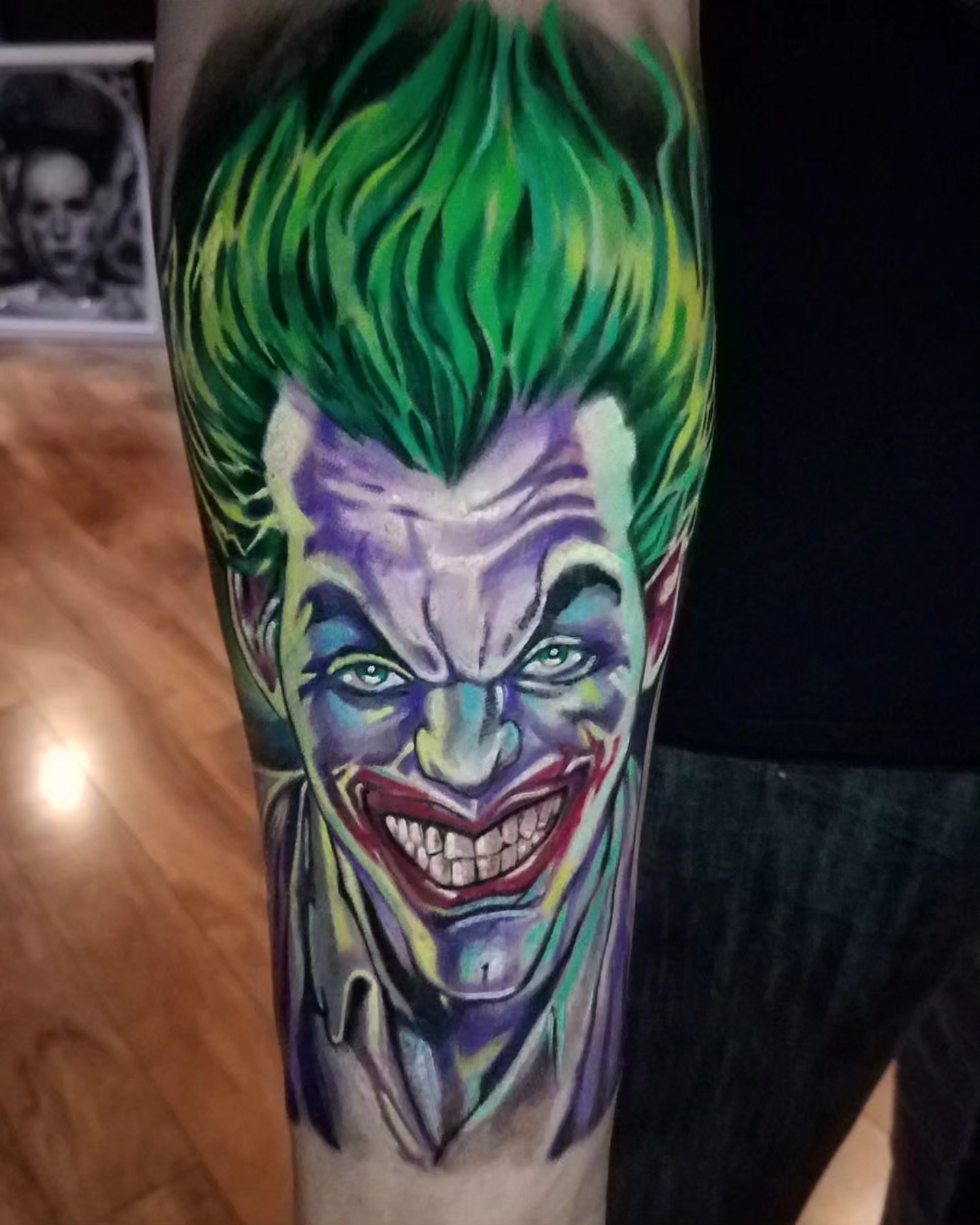 Joker realism tattoo on the forearm by Jack Jr Mora