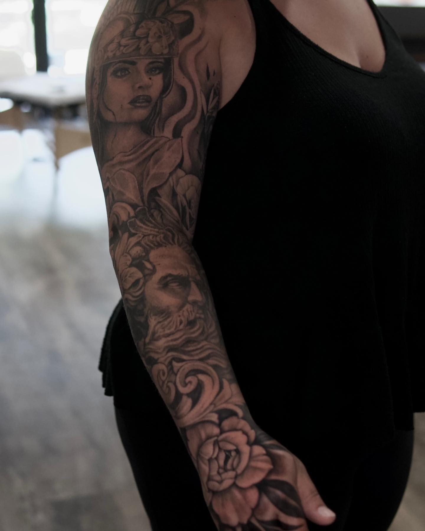 Mythical figures realism tattoo on the forearm by Morrison Vo