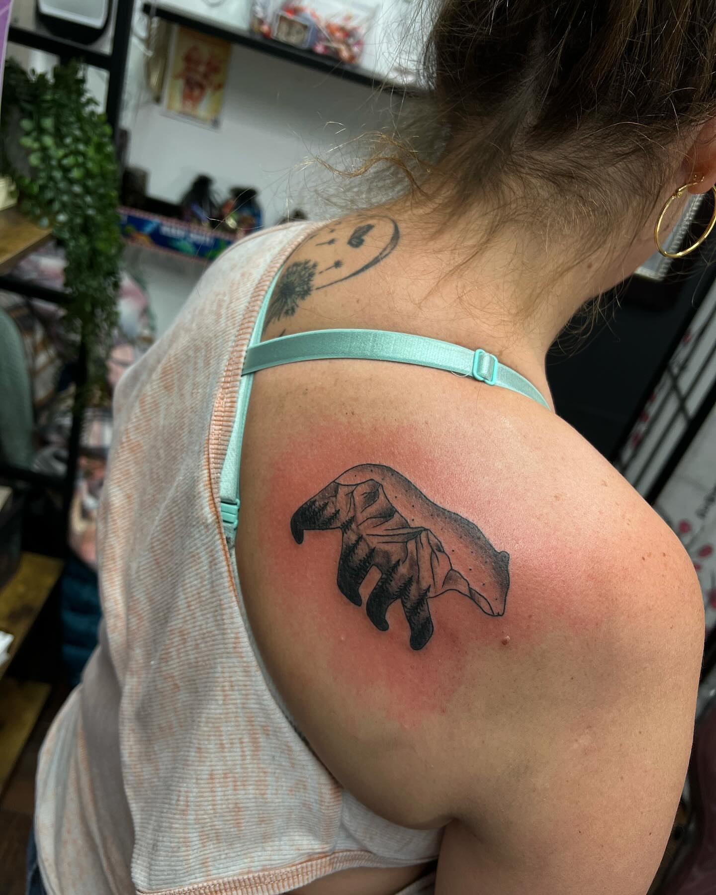 Elephant black and grey tattoo on the shoulder by Kassie Perian