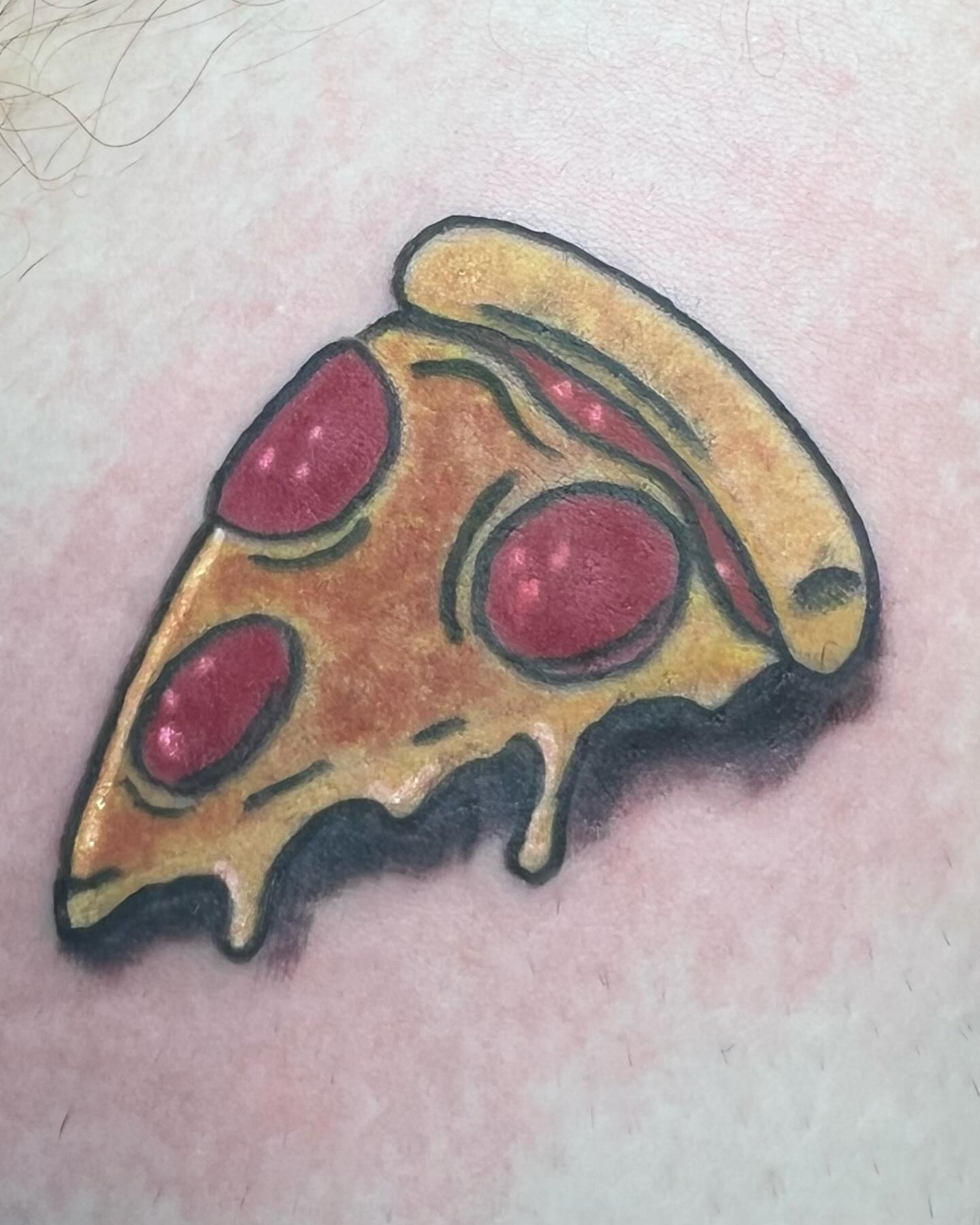 Pizza slice realism tattoo by Kai