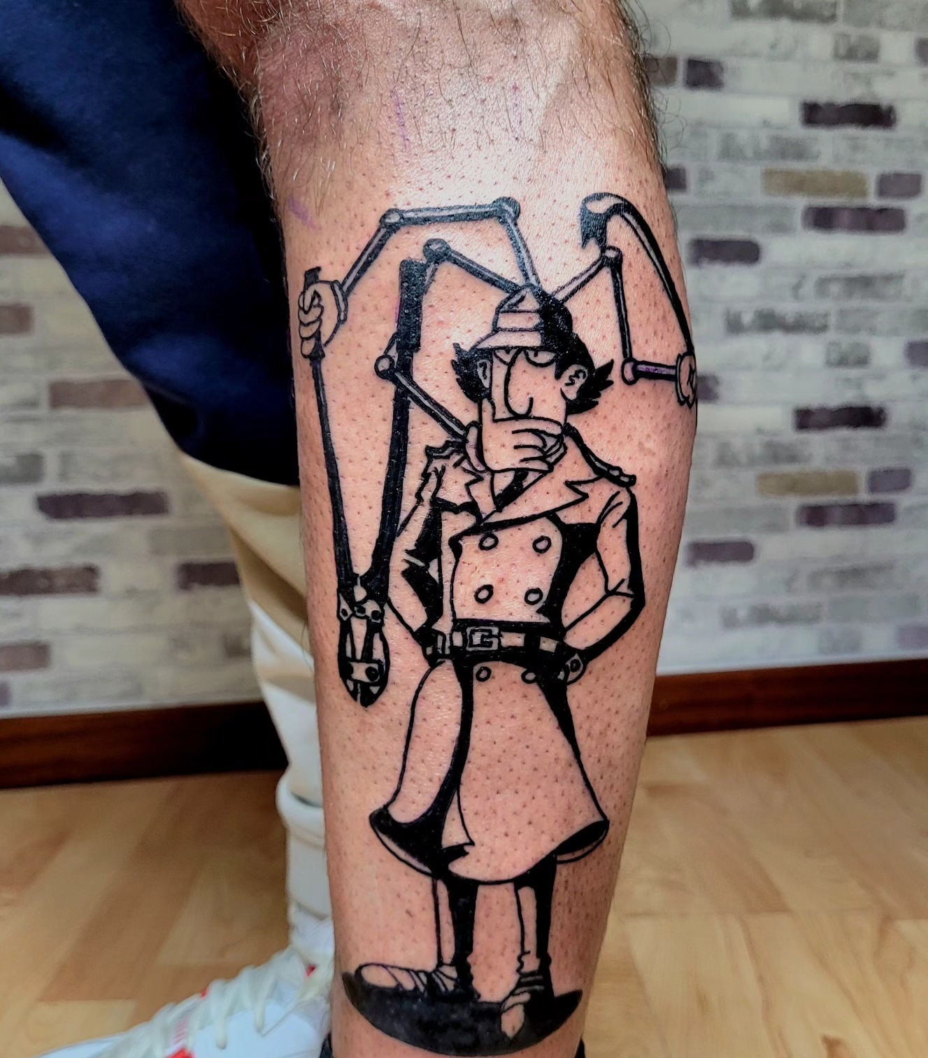 Popeye black and grey tattoo on the forearm by Gonzalo Pantona