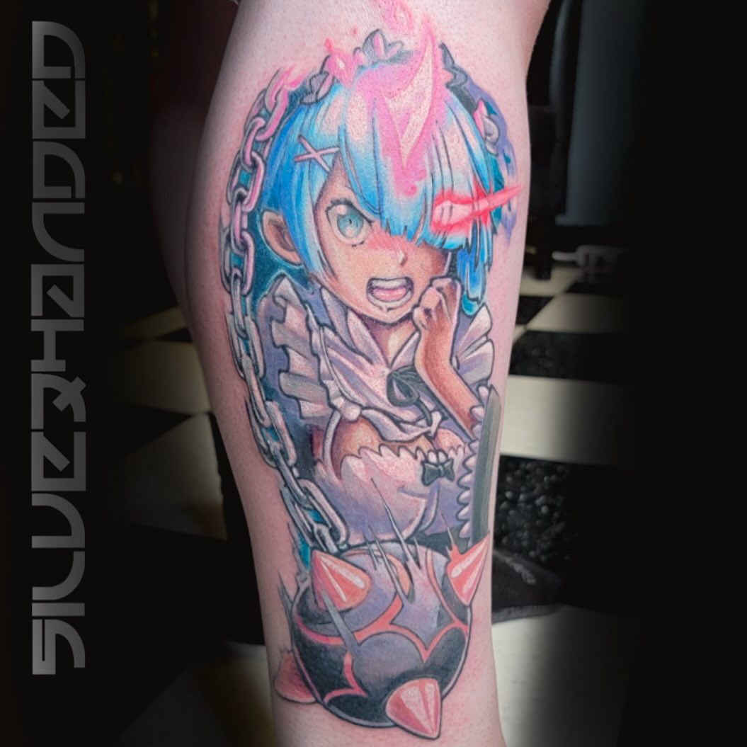 Anime character anime tattoo on the forearm by Tj Silverhand