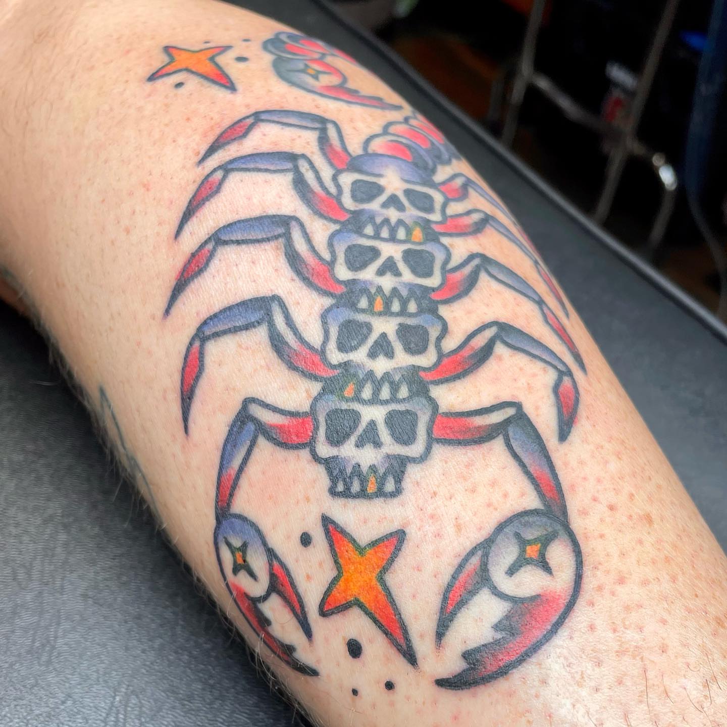 Scorpion American traditional tattoo on the forearm by β¦ πΉπππ π°ππ π·ππππππππ β¦, Nashville, Tennessee