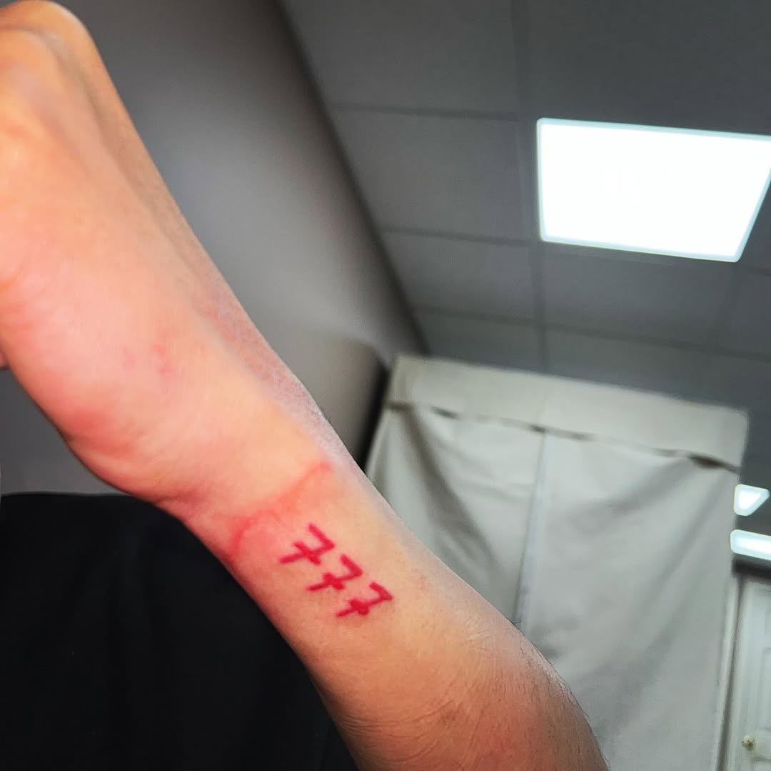 Numbers 777 tattoo by Silky Inks NJ 201, North Haledon, New Jersey