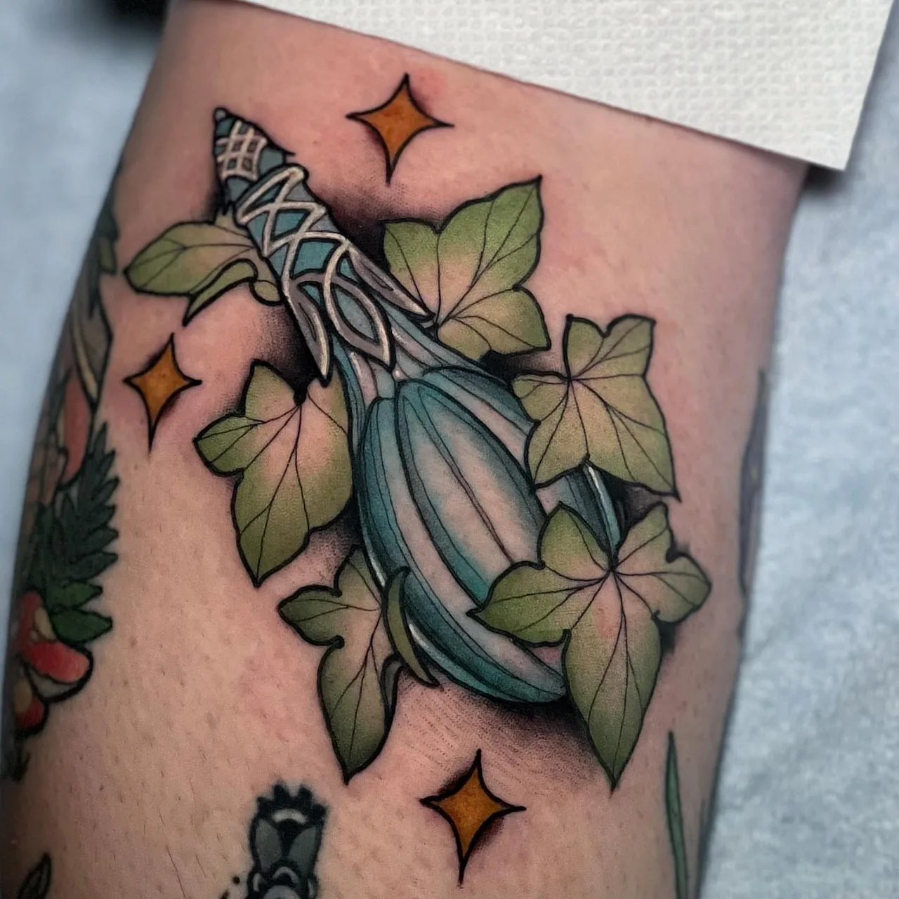 Ivy and star American traditional tattoo on the forearm by ✤ ᴋɪʀᴀ ᴋɴᴏᴡʟᴛᴏɴ ✤