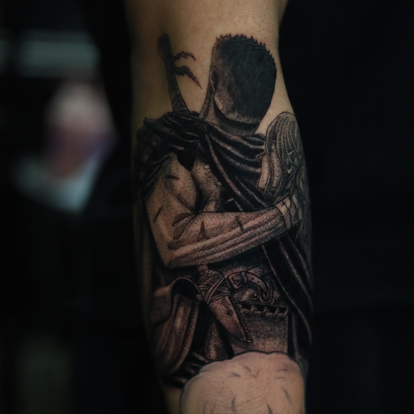 Warrior dotwork tattoo on the forearm by Dana, Phoenix, Arizona