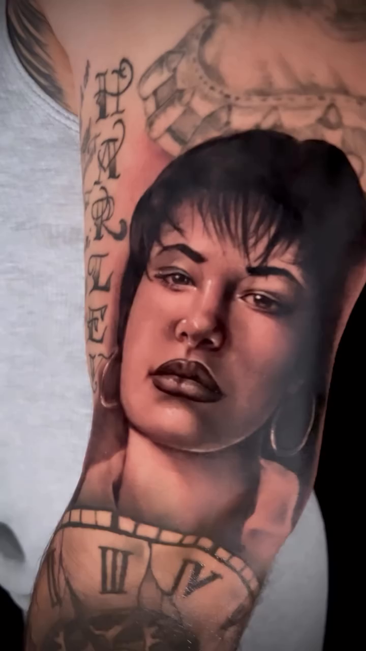 Portrait of a woman realism tattoo by Bailey Hancock