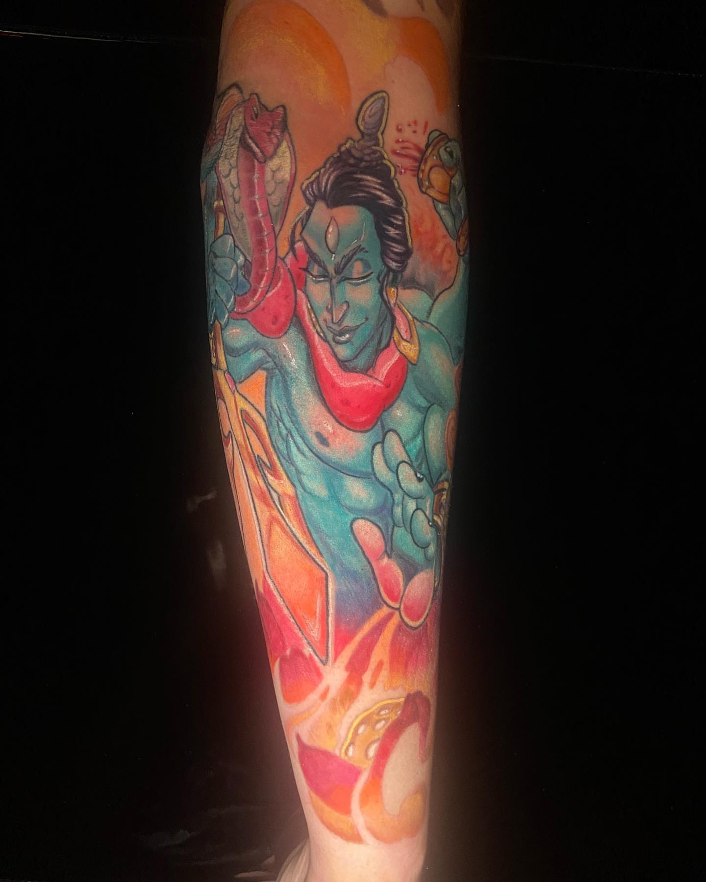 Deity with wings new school tattoo on the forearm by ππ§π