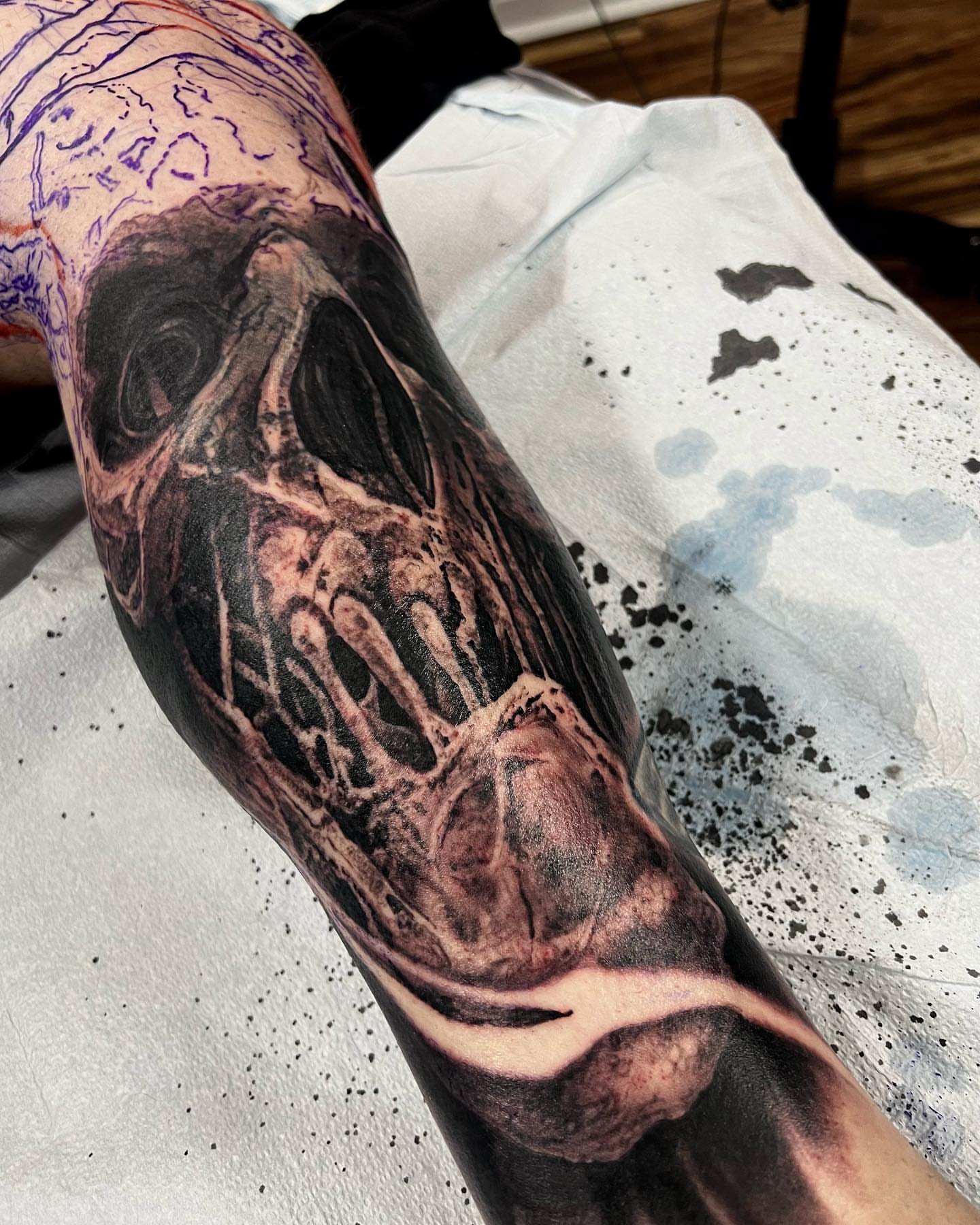 Skull realism tattoo on the forearm by Tucker, Maryville, Tennessee