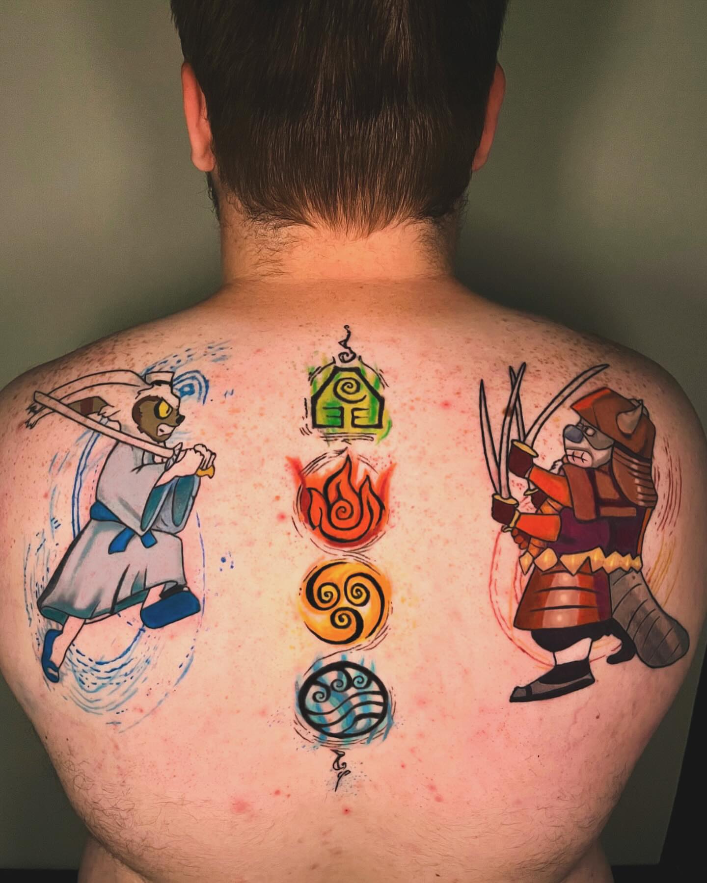 Avatar: The Last Airbender characters anime tattoo on the back by ππ²π΅π π§ - π£πͺπ½π½πΈπΈ ππ»π½π²πΌπ½