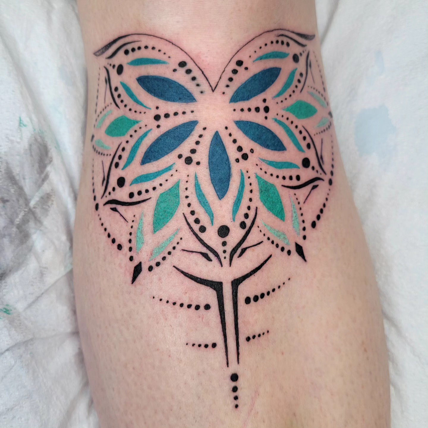 Tattoo by @chasehannatattoo — dotwork, geometric