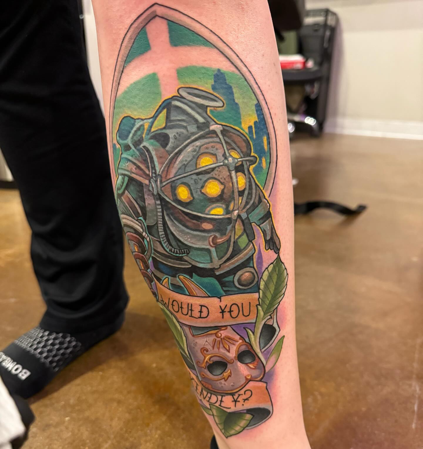 Bioluminescent creature dotwork tattoo on the forearm by Kyle hodge