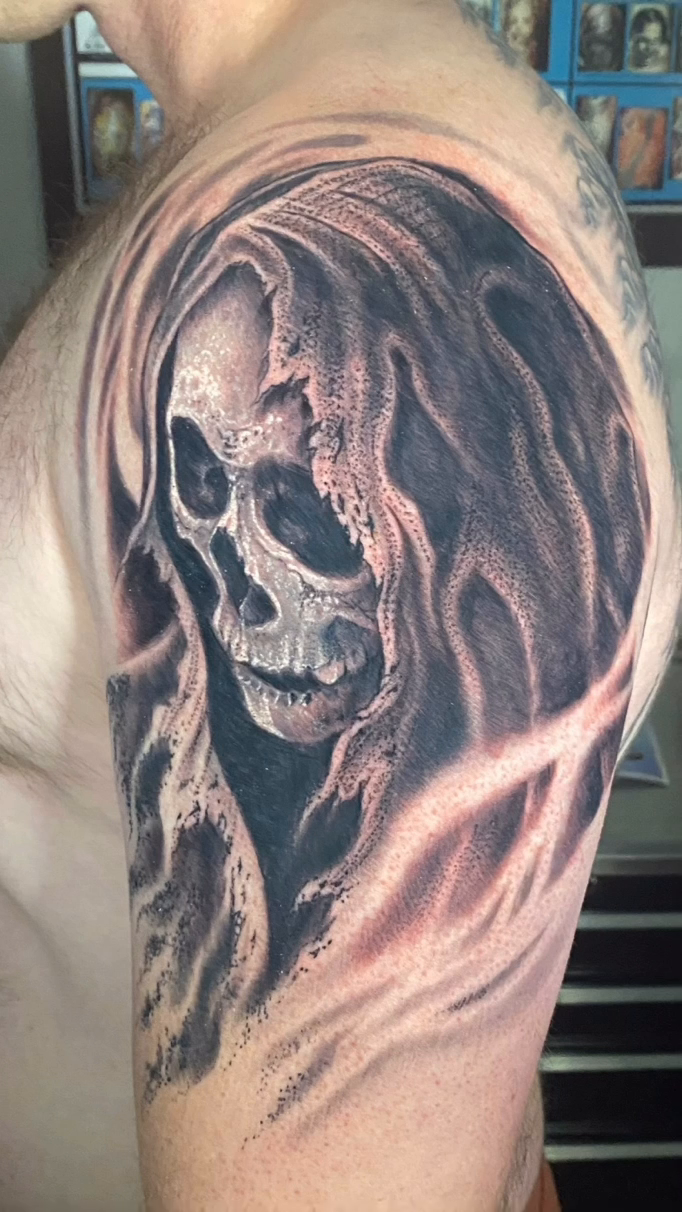 Tattoo by @jasonadkinstattoo — realism, dark_realism