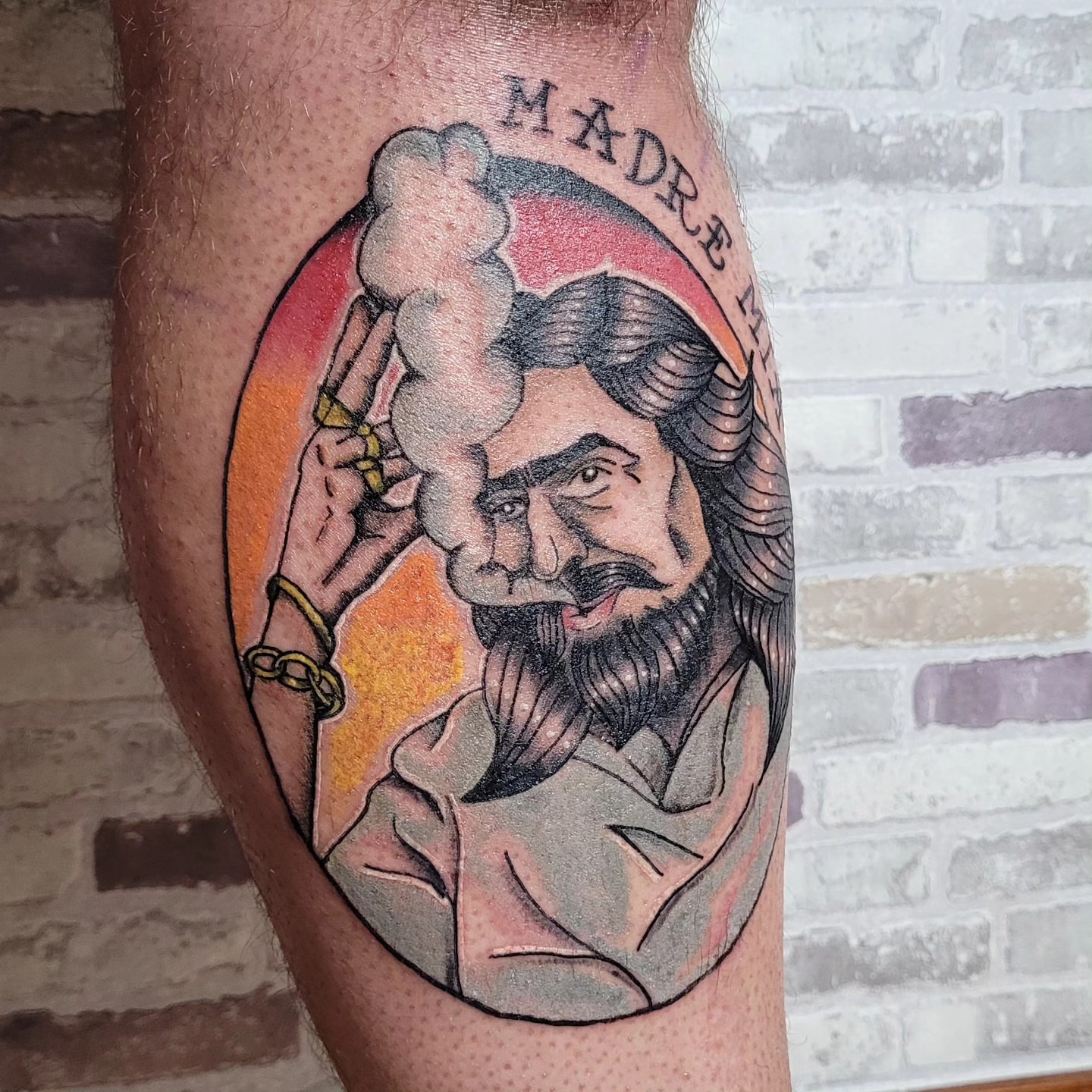 Chef American traditional tattoo on the forearm by Gonzalo Pantona