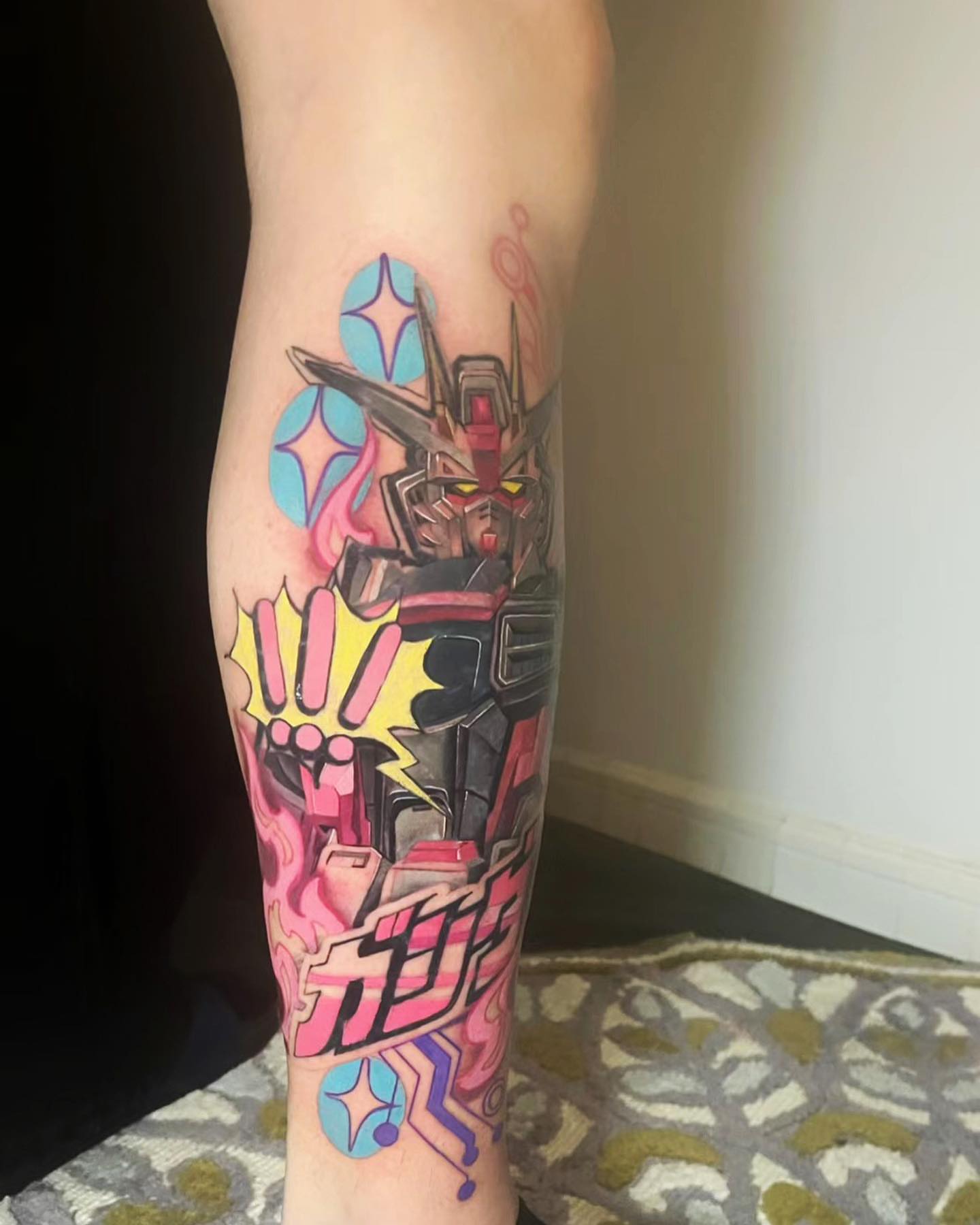 Mecha robot anime tattoo on the forearm by Alice Li, Houston, Texas