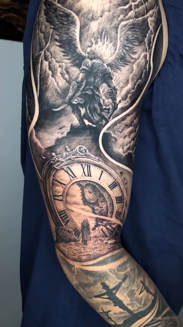 Tattoo by @elmertattoo1 — realism, black_and_grey