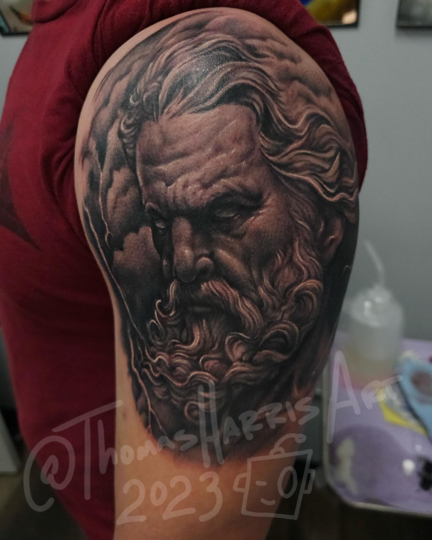 Tattoo by @thomasharrisart — realism, black_and_grey