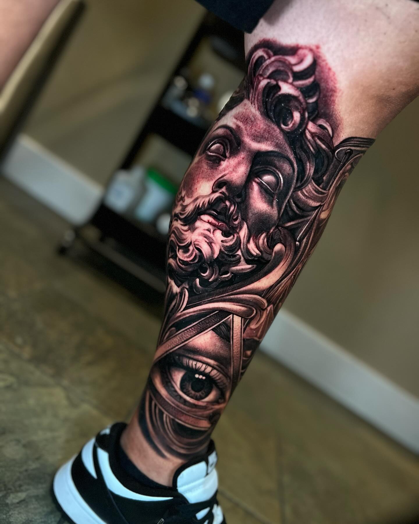 Bearded man's head realism tattoo on the forearm by ⚜️Felipe Parada⚜️