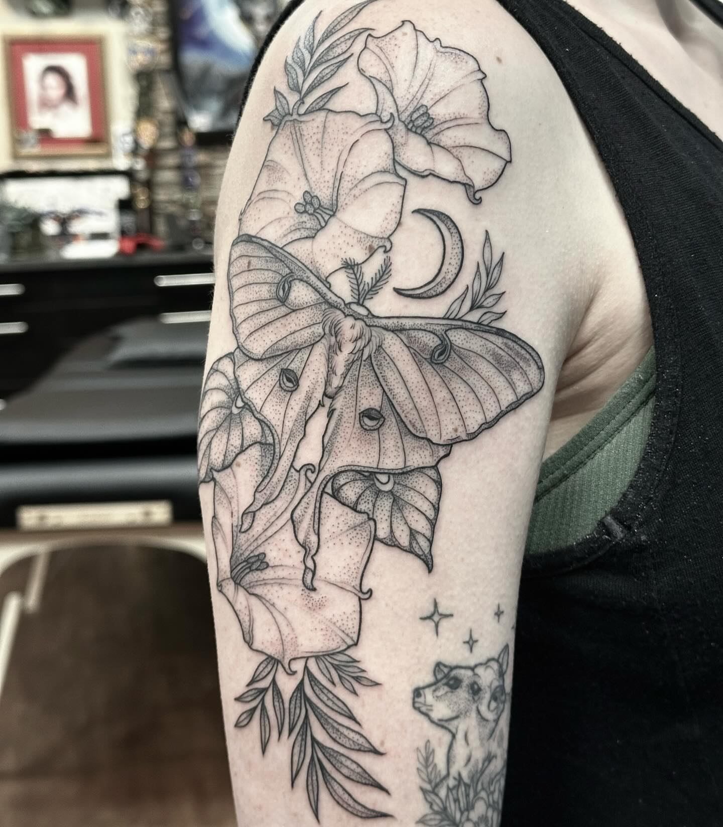 Tattoo by @kmarsdentattoos — dotwork, realism