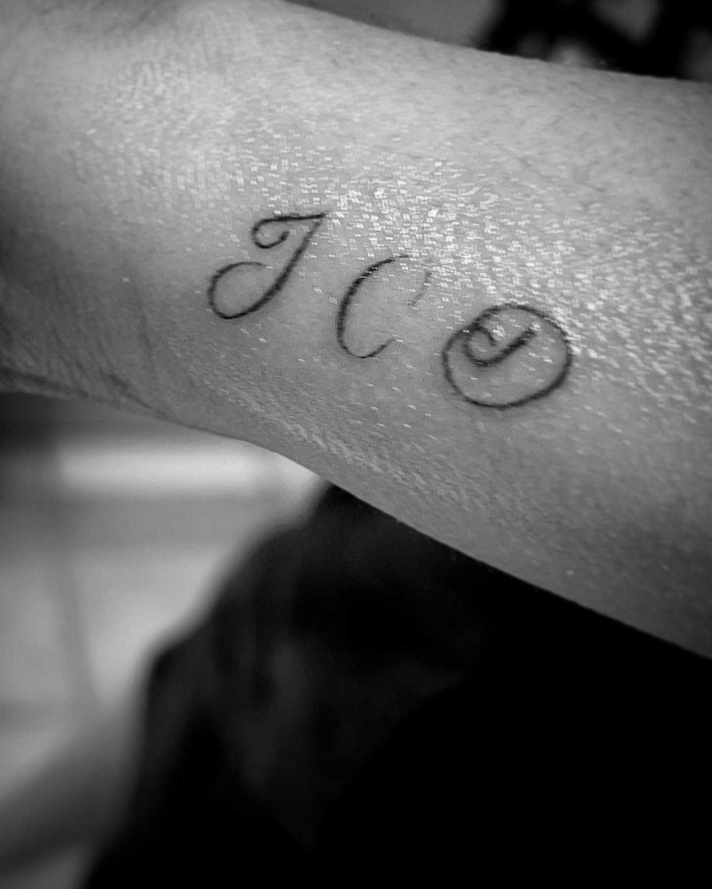 Script lettering lettering script tattoo on the forearm by Bear