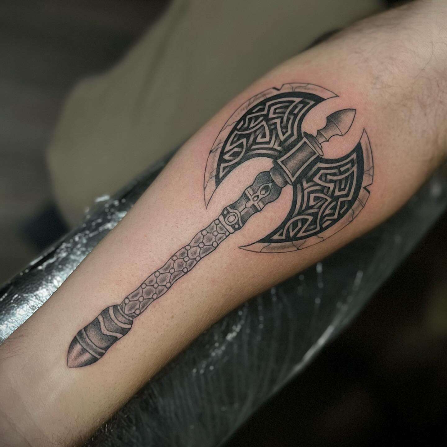 Tattoo by @mcglonetattoos — black_and_grey, geometric