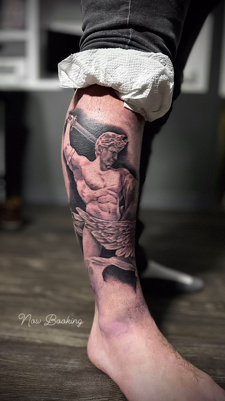 Tattoo by @augiestakes — realism, black_and_grey