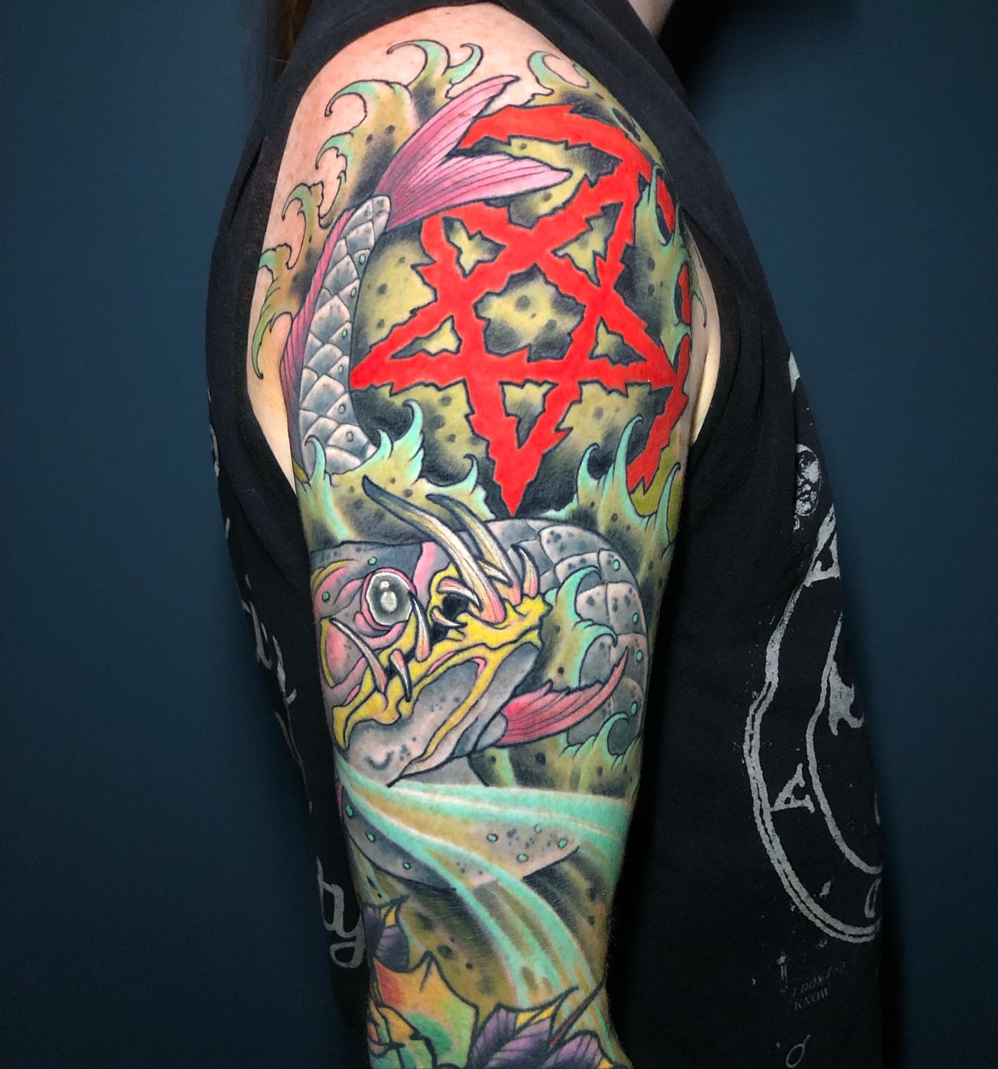 Tattoo by @wtc3art — japanese_irezumi, dotwork
