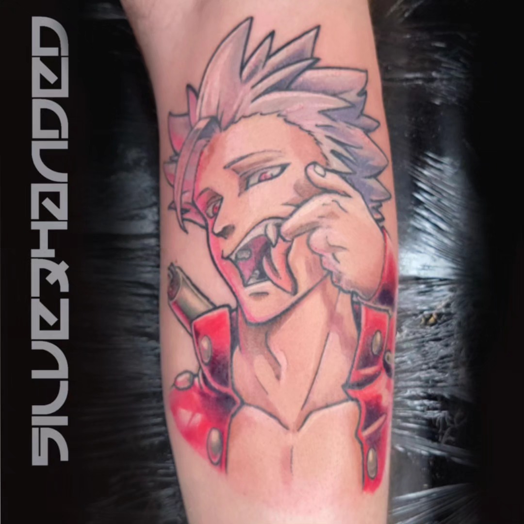 Anime character anime tattoo on the forearm by Tj Silverhand