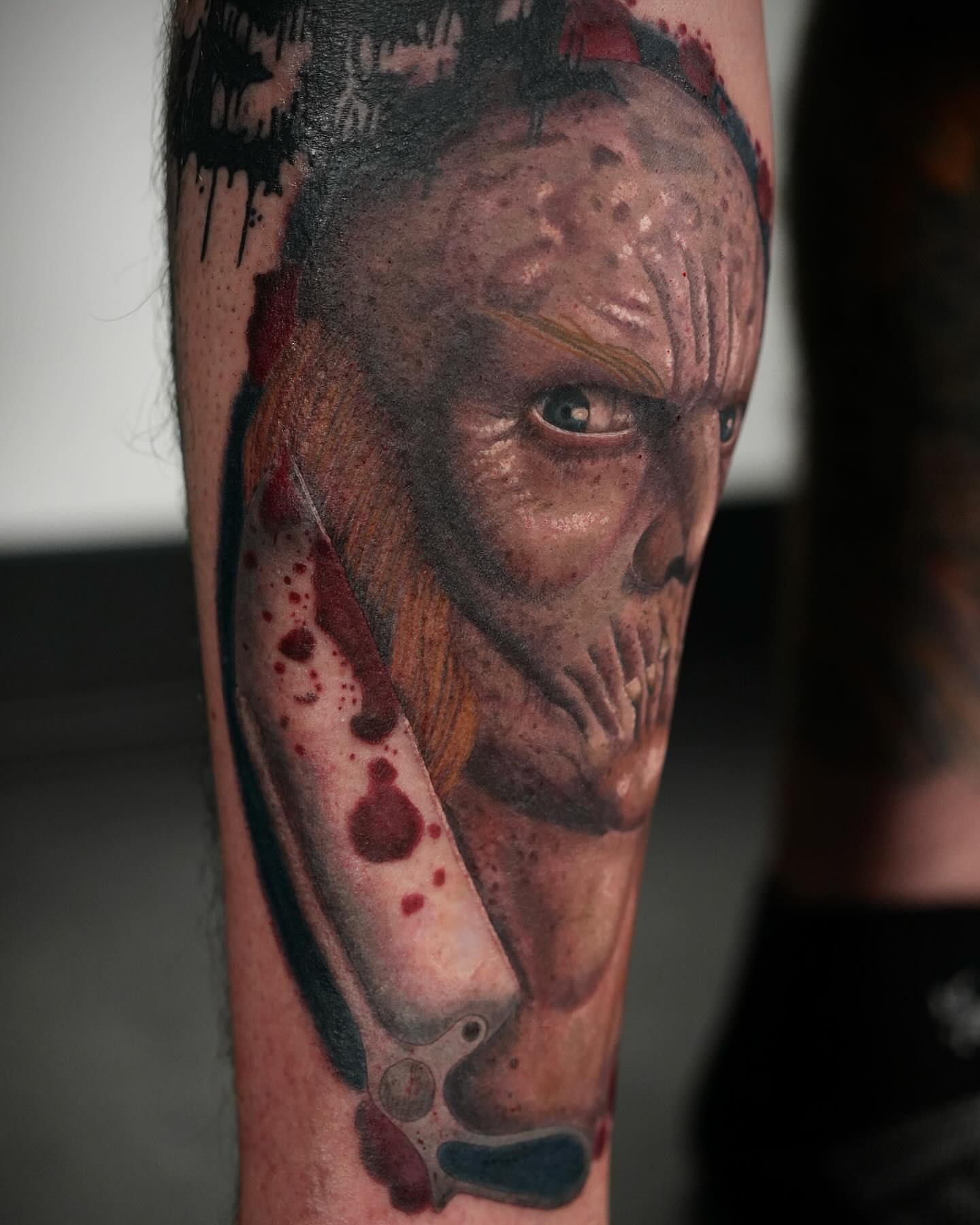 Zombie realism tattoo on the forearm by Chris Lochbihler