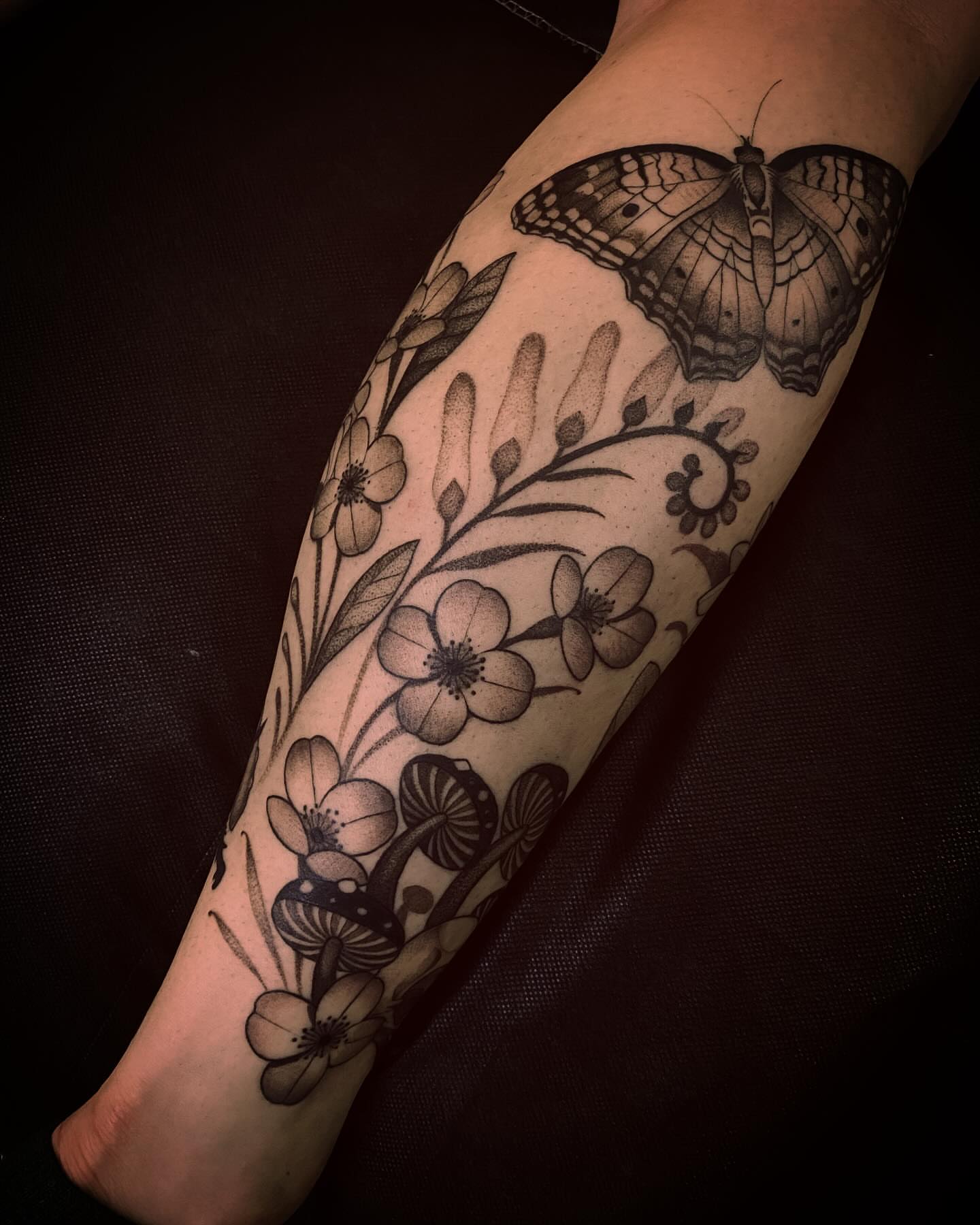 Tattoo by @n.dickinson — dotwork, black_and_grey