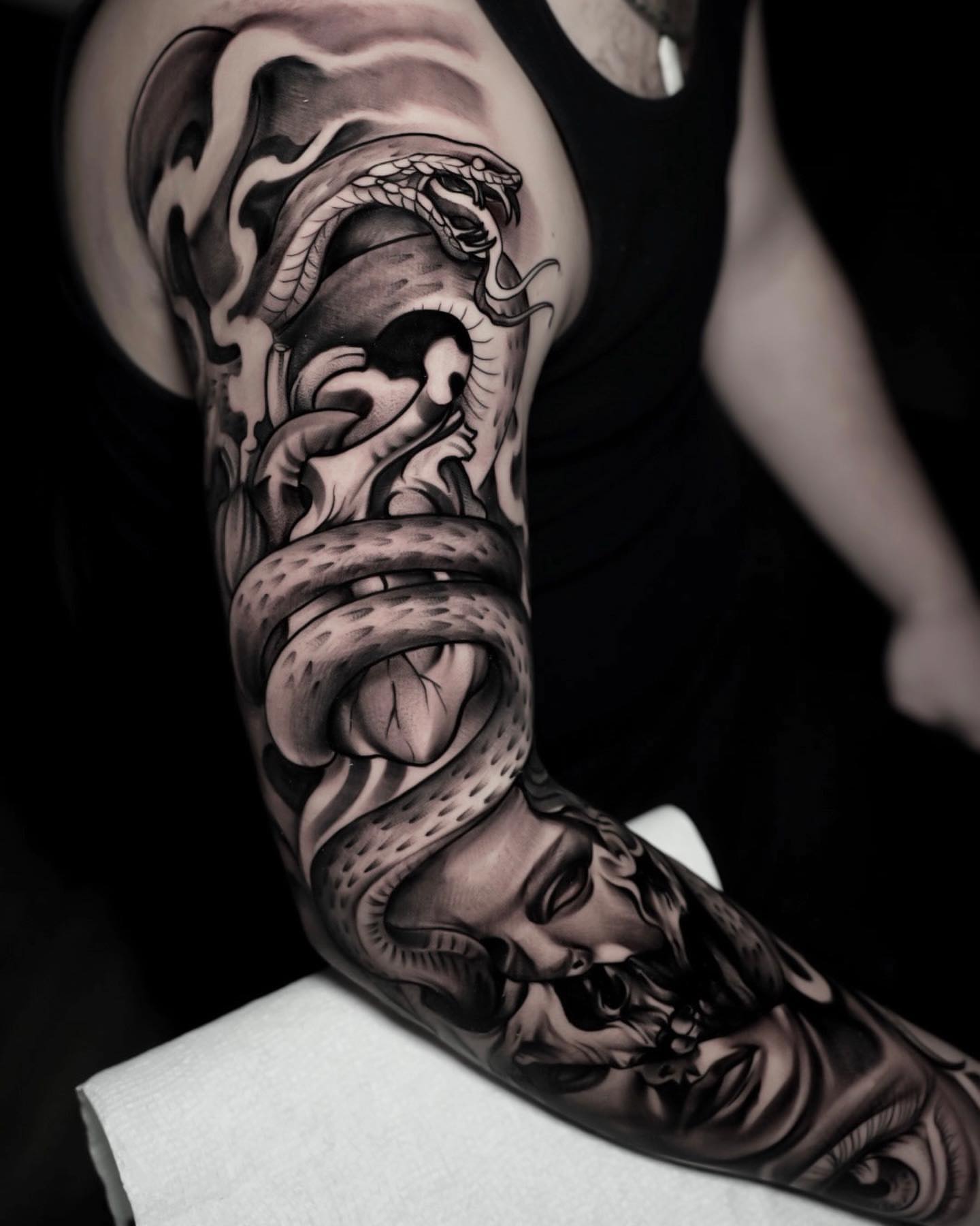 Tattoo by @rawb_tattoos — black_and_grey