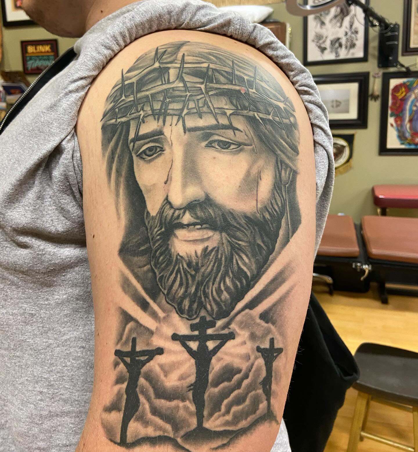 Tattoo by @josh_kirkpatrick_tattoo — realism, black_and_grey