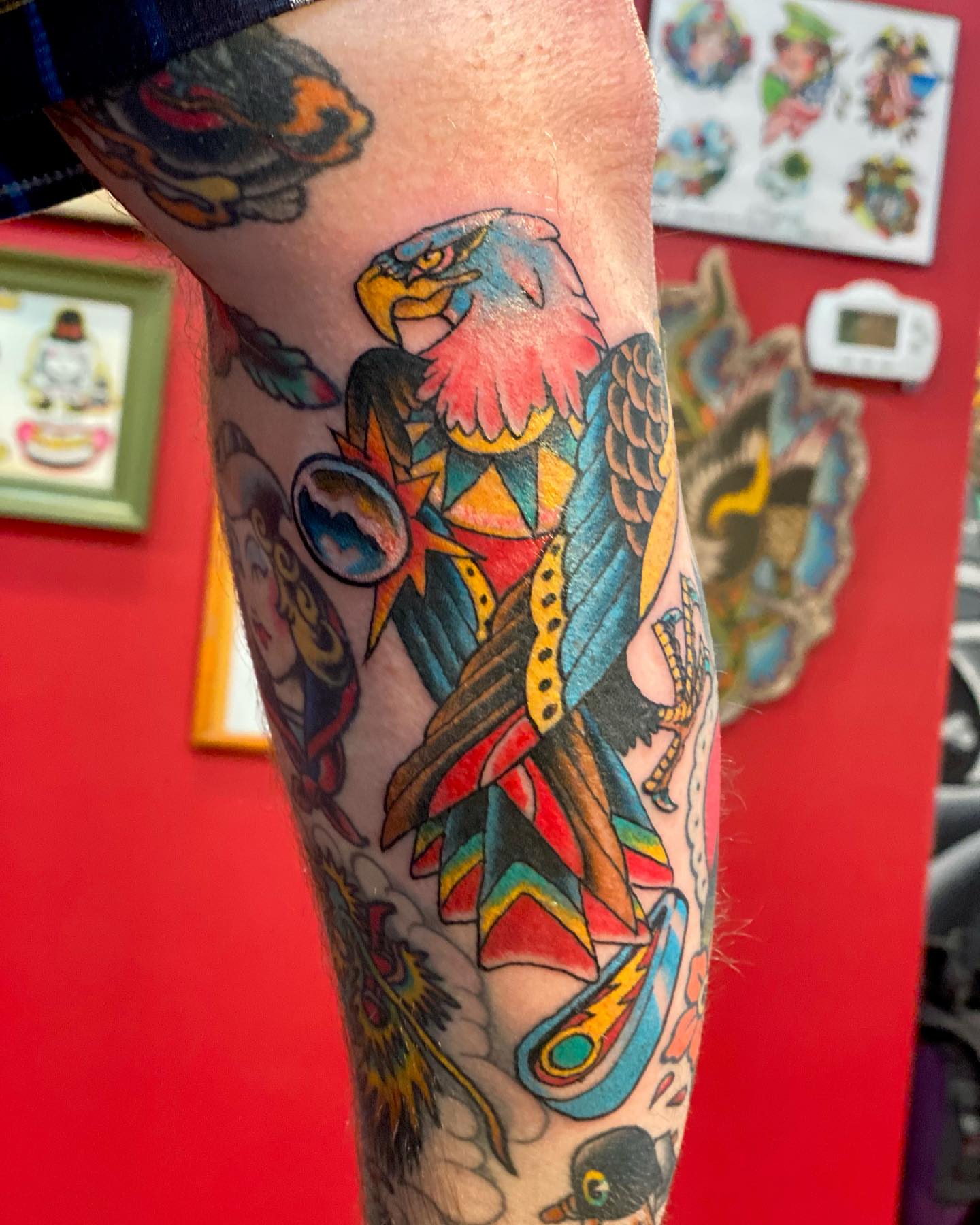 Eagle American traditional tattoo on the forearm by Christopher Sanders