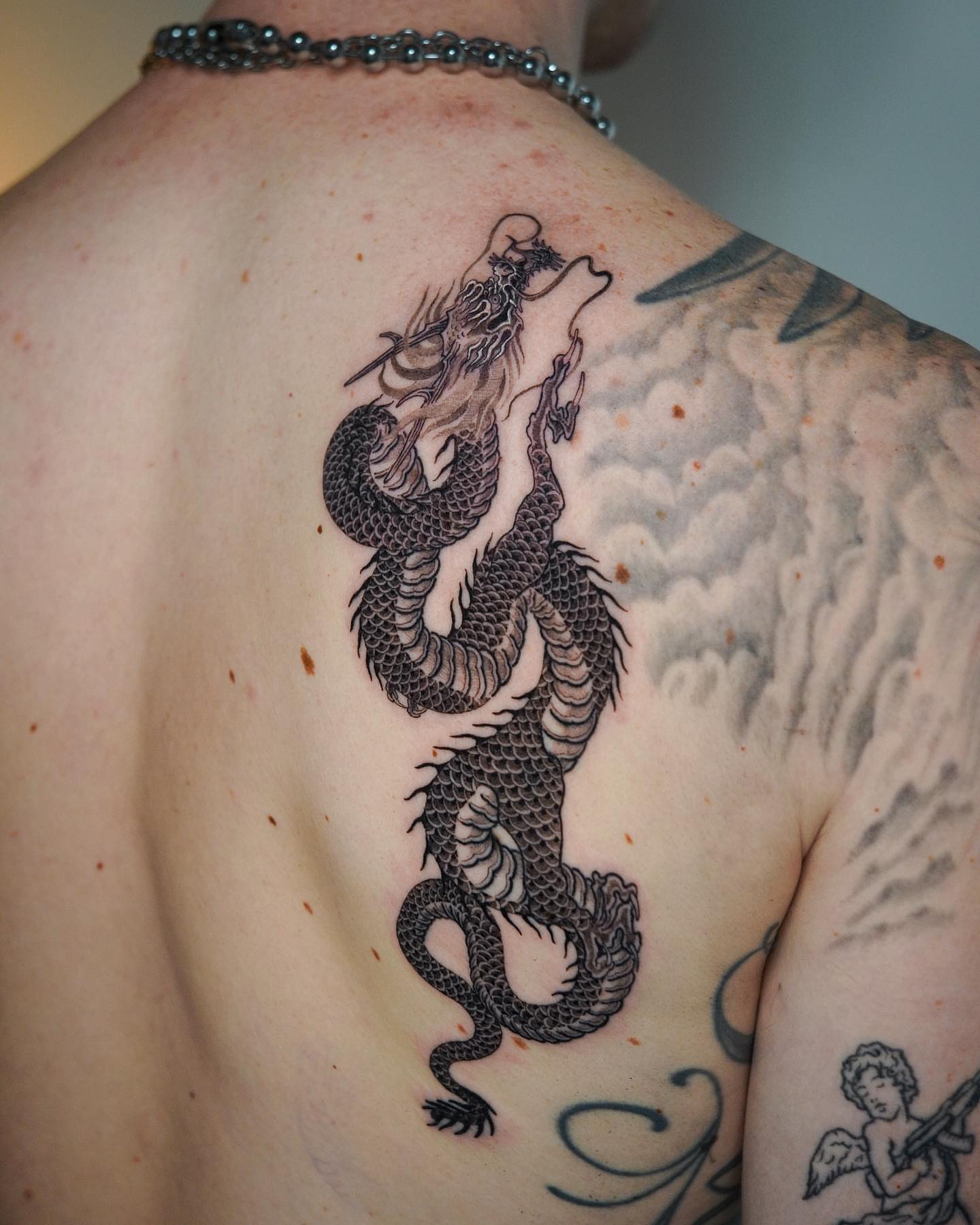 Tattoo by @swanissober — black_and_grey, realism