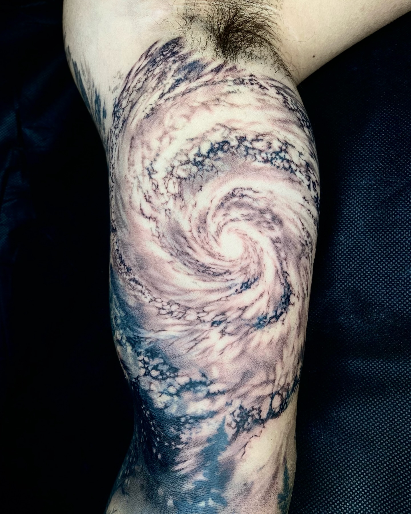 Cyclone realism tattoo on the forearm by Gerardo Brawder