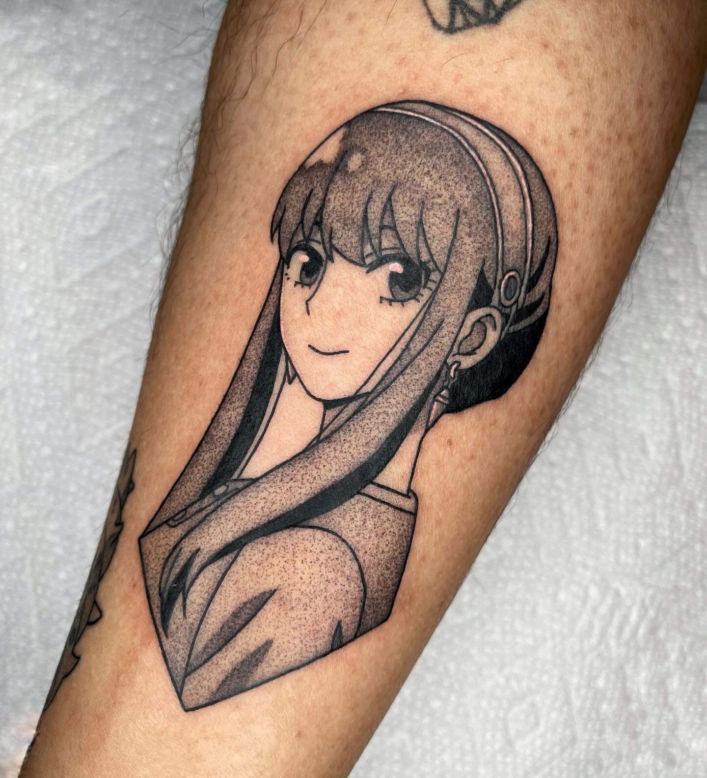 Anime character anime tattoo on the forearm by Anastasia Vives