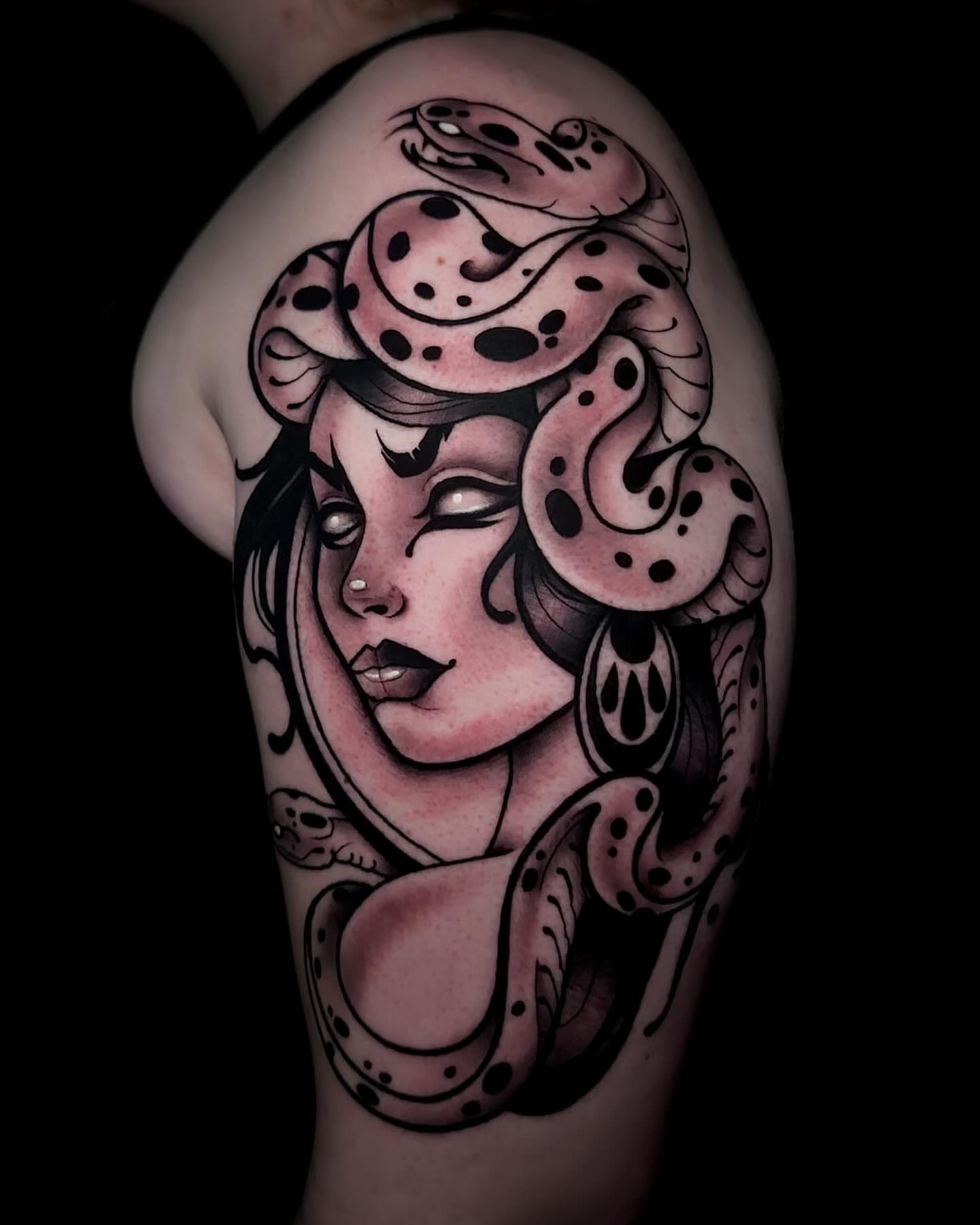 Tattoo by @copperbunnyink — american_traditional, dotwork