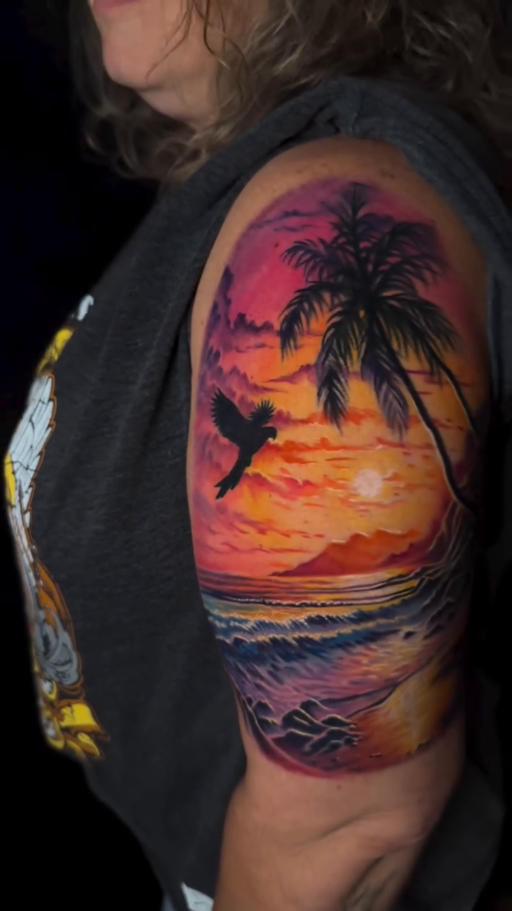 Tropical sunset beach scene realism tattoo by πππΈππ»π΄ππΌπΈ π»πΈπΉπΉπ
ππ