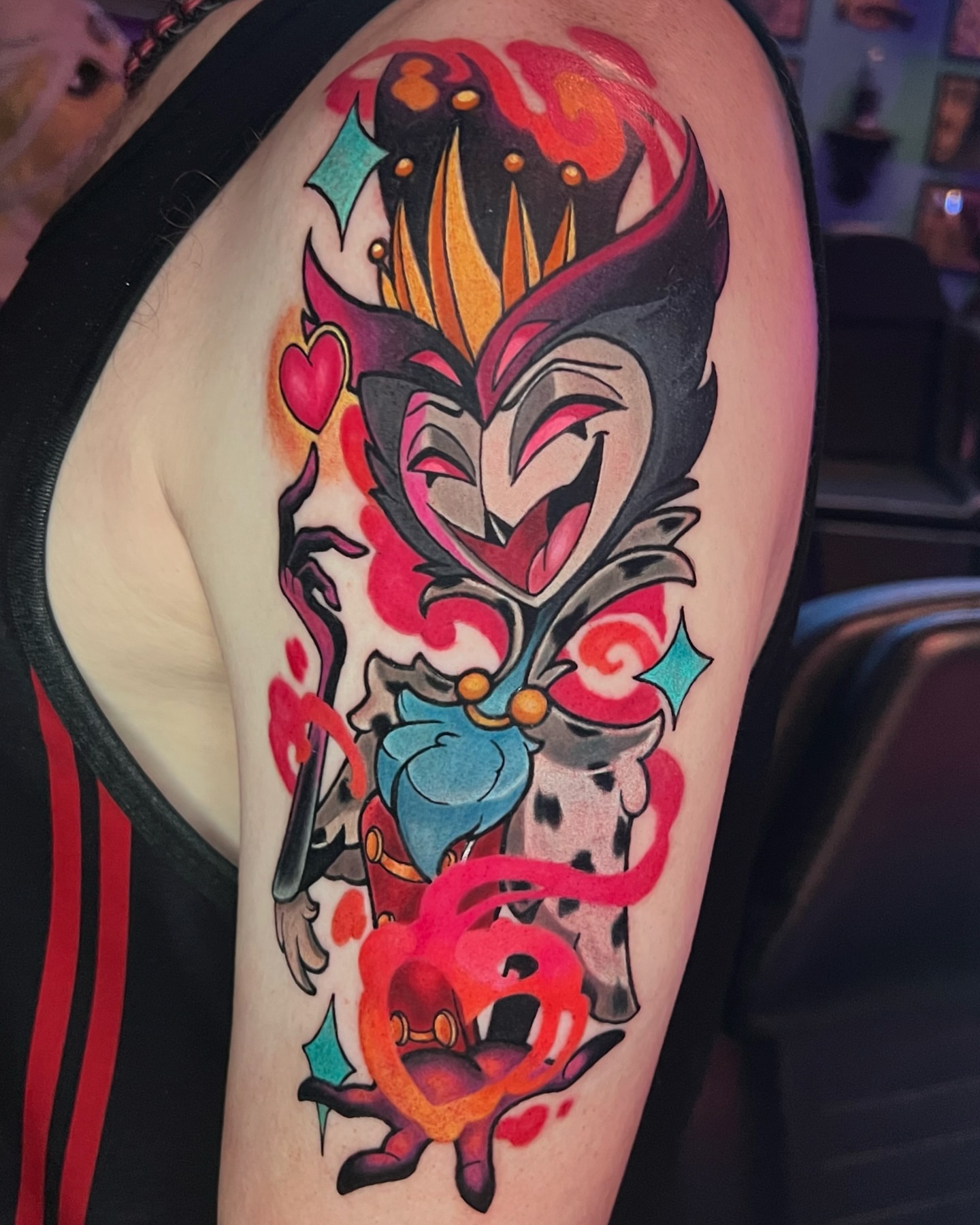 Evil queen American traditional tattoo on the shoulder by ✣ ᴛɪᴀʀᴀ ɢᴏʀᴅᴏɴ ✣ video games