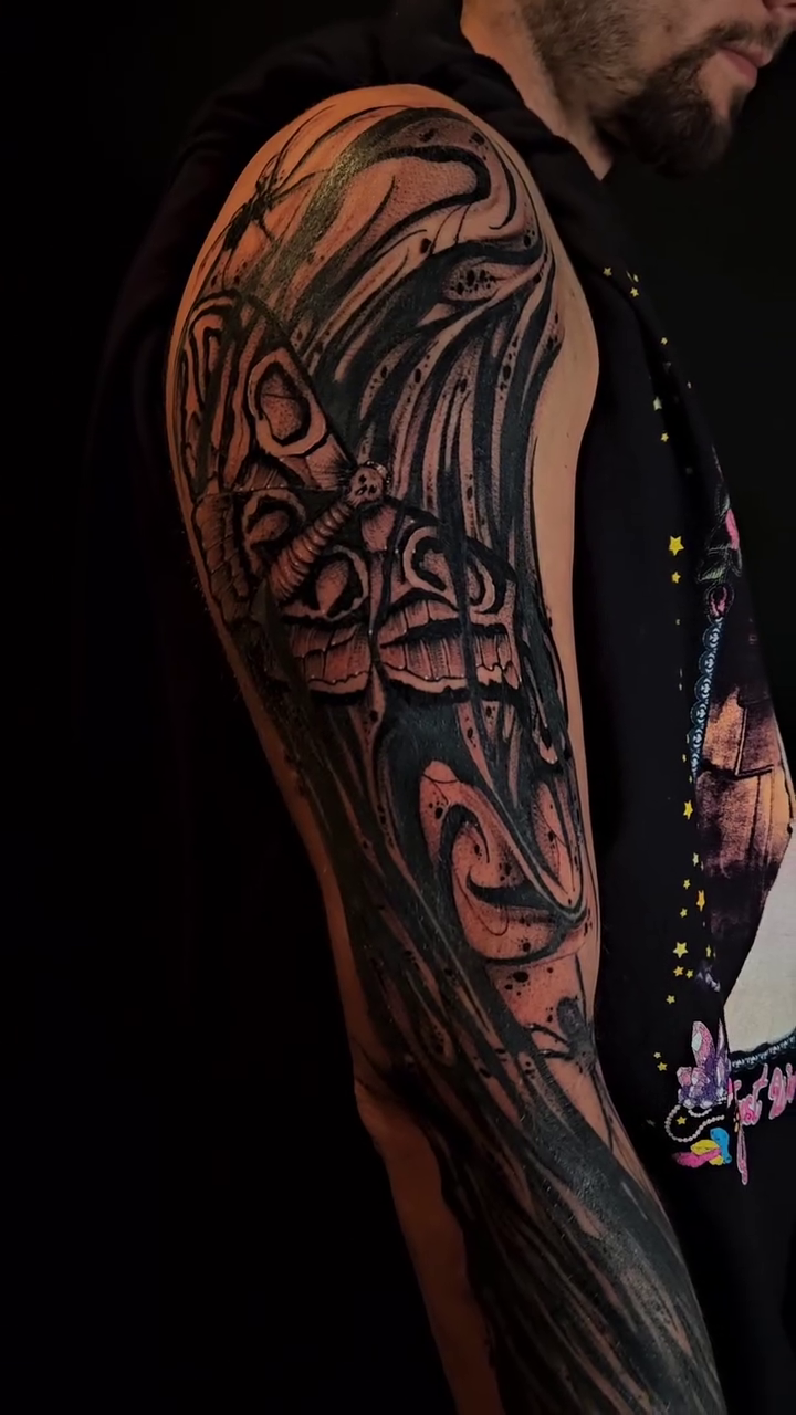 Tattoo by @wilfred_arts — black_and_grey, dark_realism
