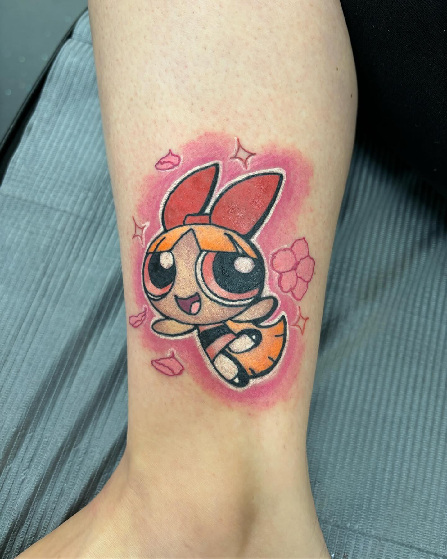 Powerpuff Girl B new school tattoo on the forearm by kylie