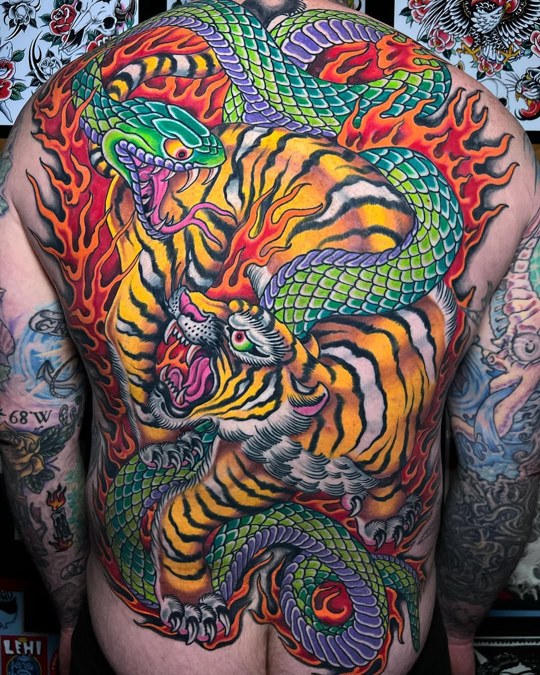 Tattoo by @tattoosbybarron — japanese_irezumi, american_traditional