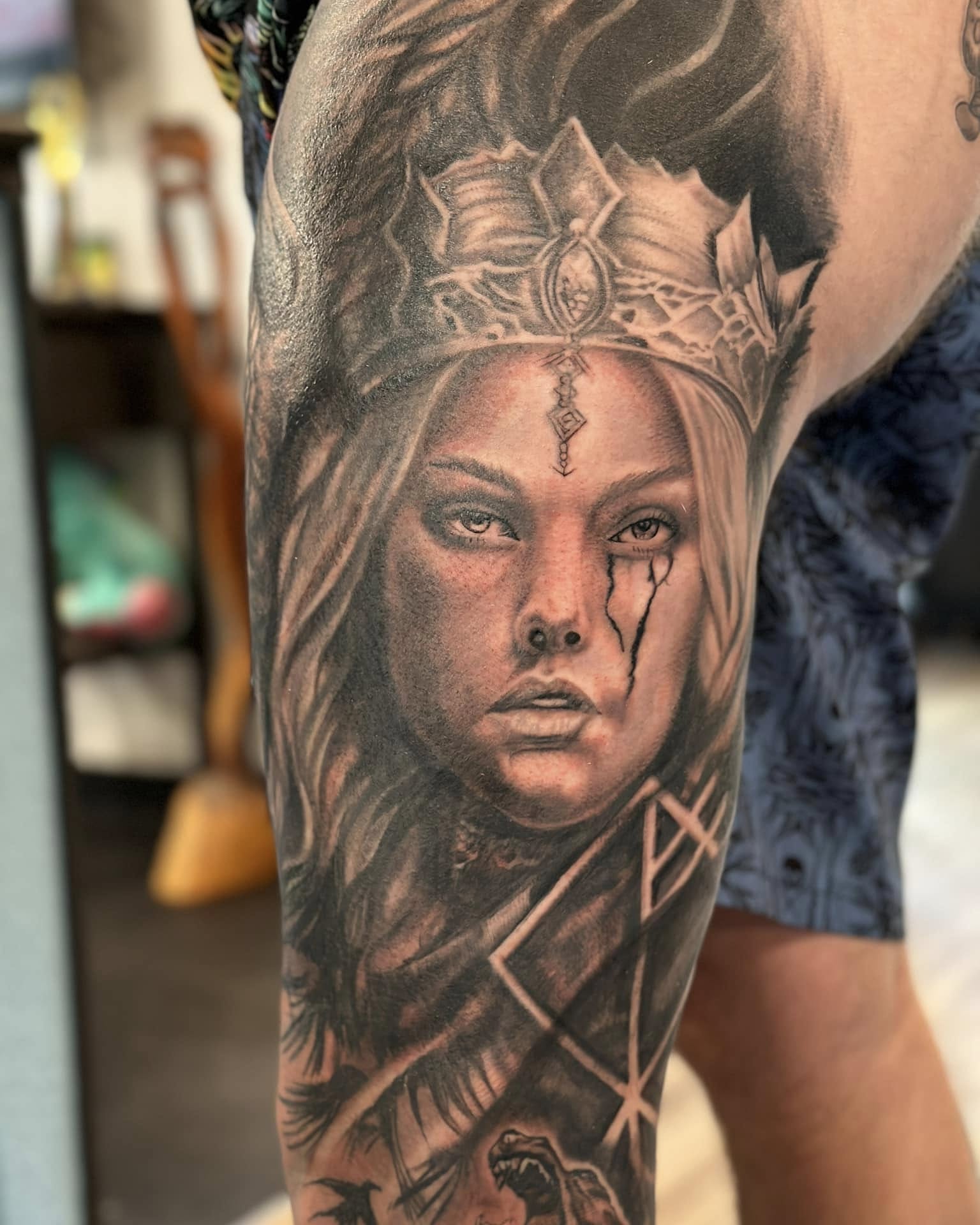 Tattoo by @saltyraventattoo — realism, dark_realism
