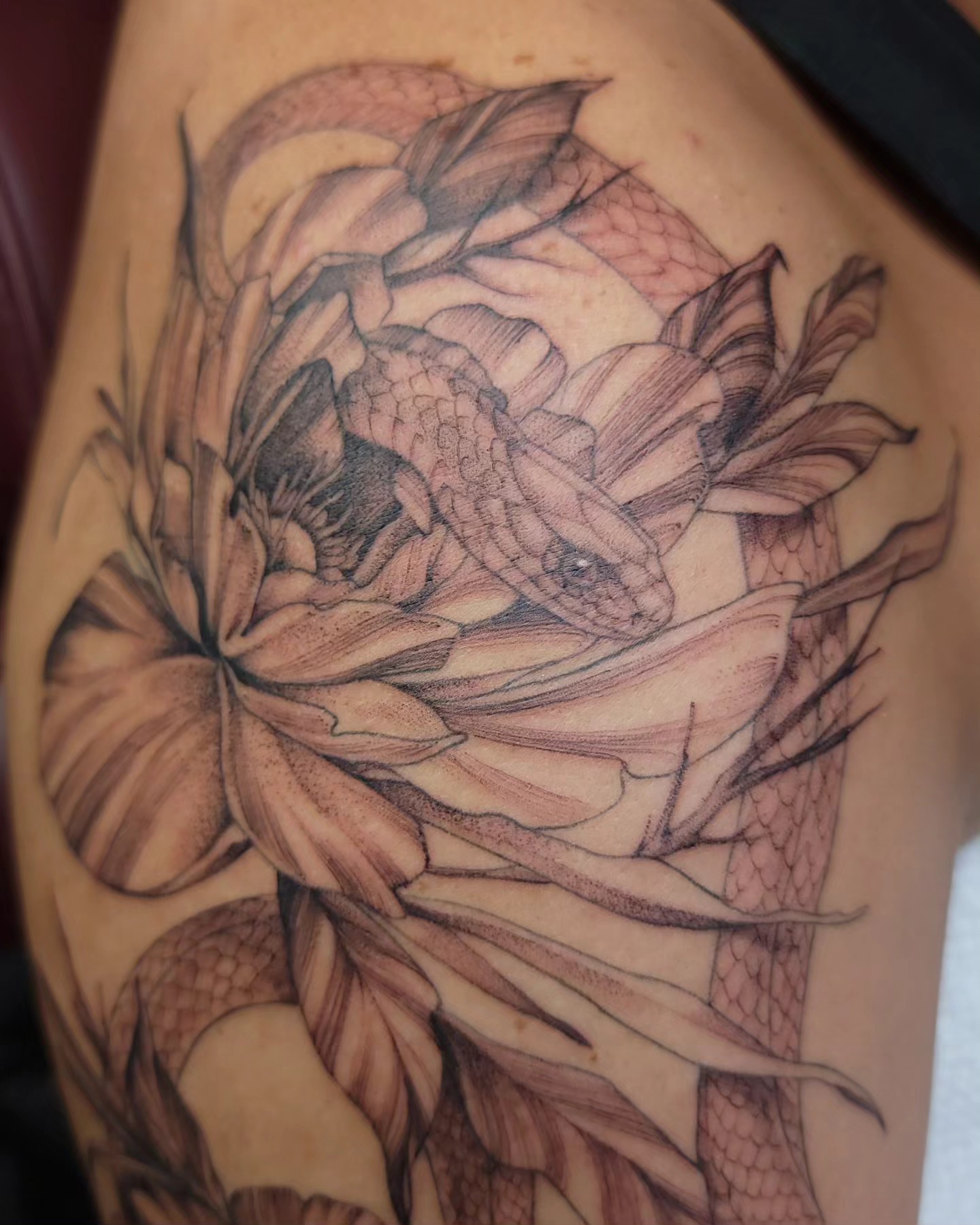 Tattoo by @gargeist — black_and_grey, realism
