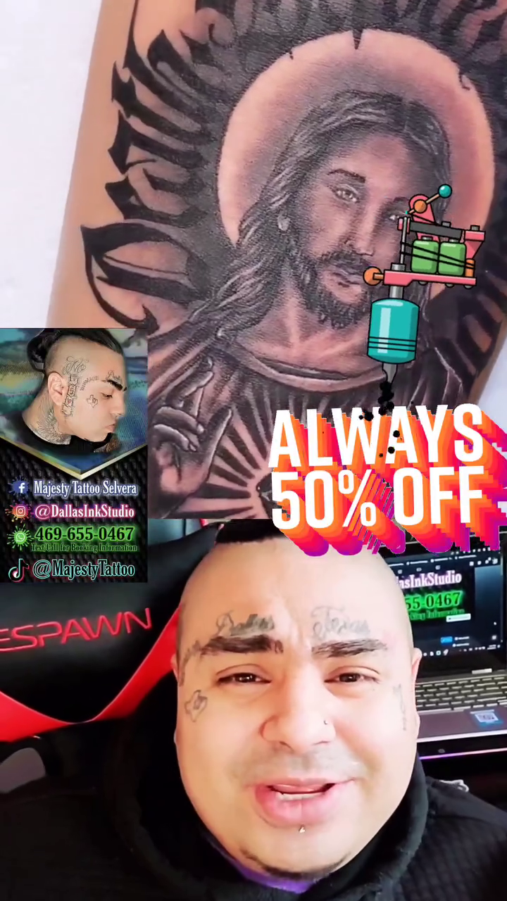 Jesus Christ portrait watercolor tattoo on the chest by Majesty Selvera