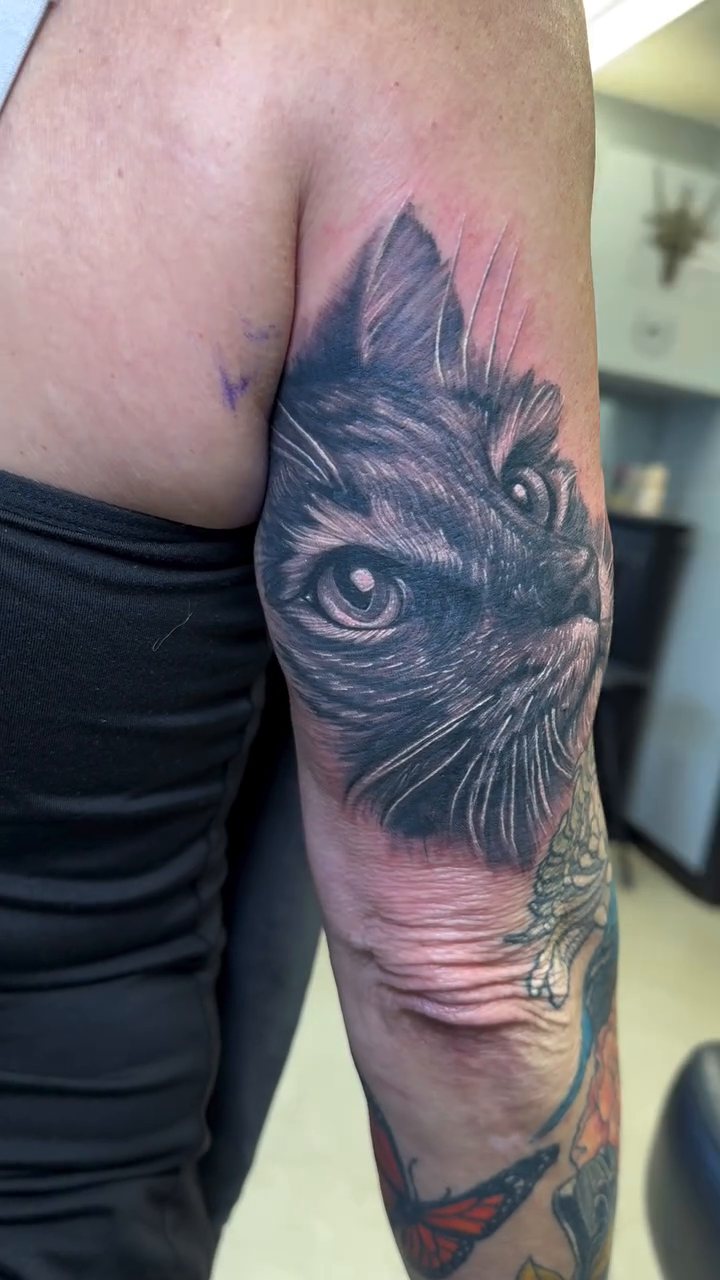 Tattoo by @karrissastitttattoos — realism, black_and_grey