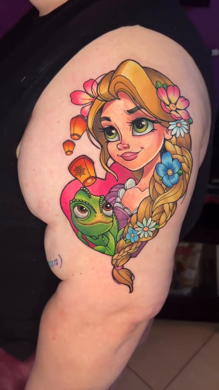 Rapunzel and Pascal new school tattoo by ✣ ᴛɪᴀʀᴀ ɢᴏʀᴅᴏɴ ✣ video games
